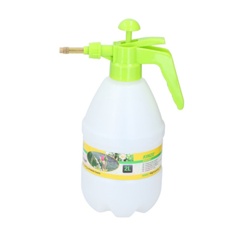 Plantenspuit met hoge druk sproeier - kunststof - 2 liter - wit/groen - spuitkop -