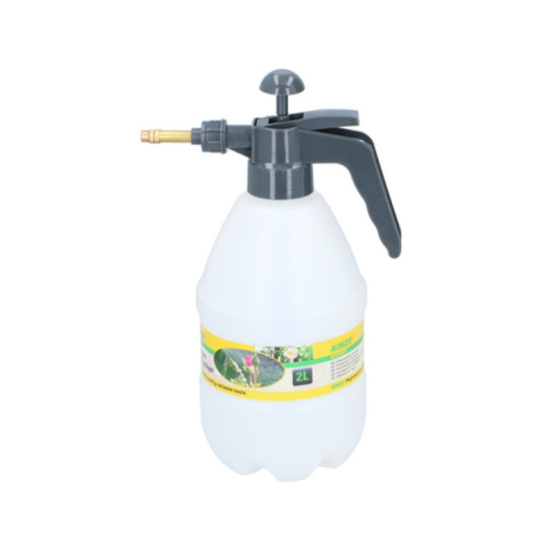 Plantenspuit met hoge druk sproeier - kunststof - 2 liter - wit/donkergrijs - spuitkop -