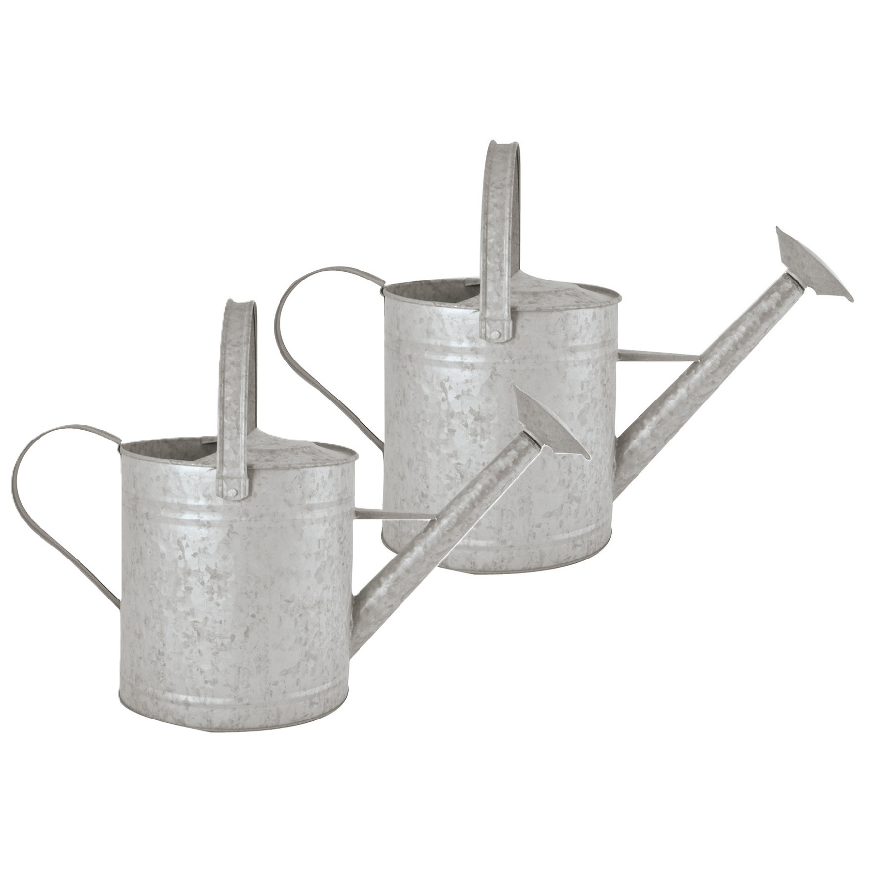 Gieter/plantengieter - 2x - zink - 3.5 liter - klassiek/decoratief - 42 x 17.5 x 24 cm -