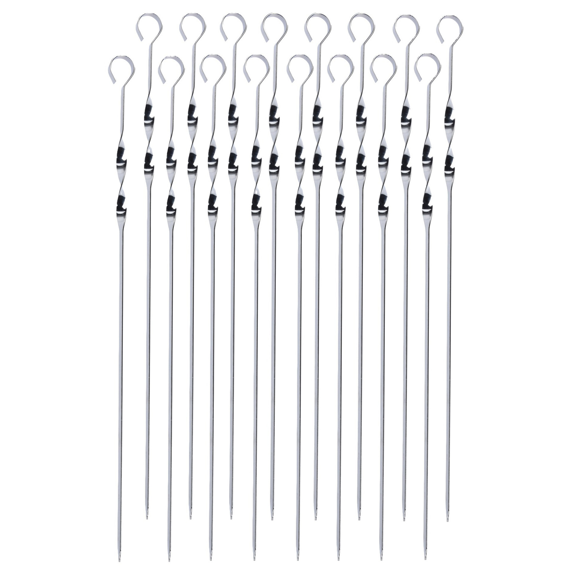BBQ spiezen - 16x stuks - RVS - 38 cm - vleespennen voor vlees - barbecue accessoires -