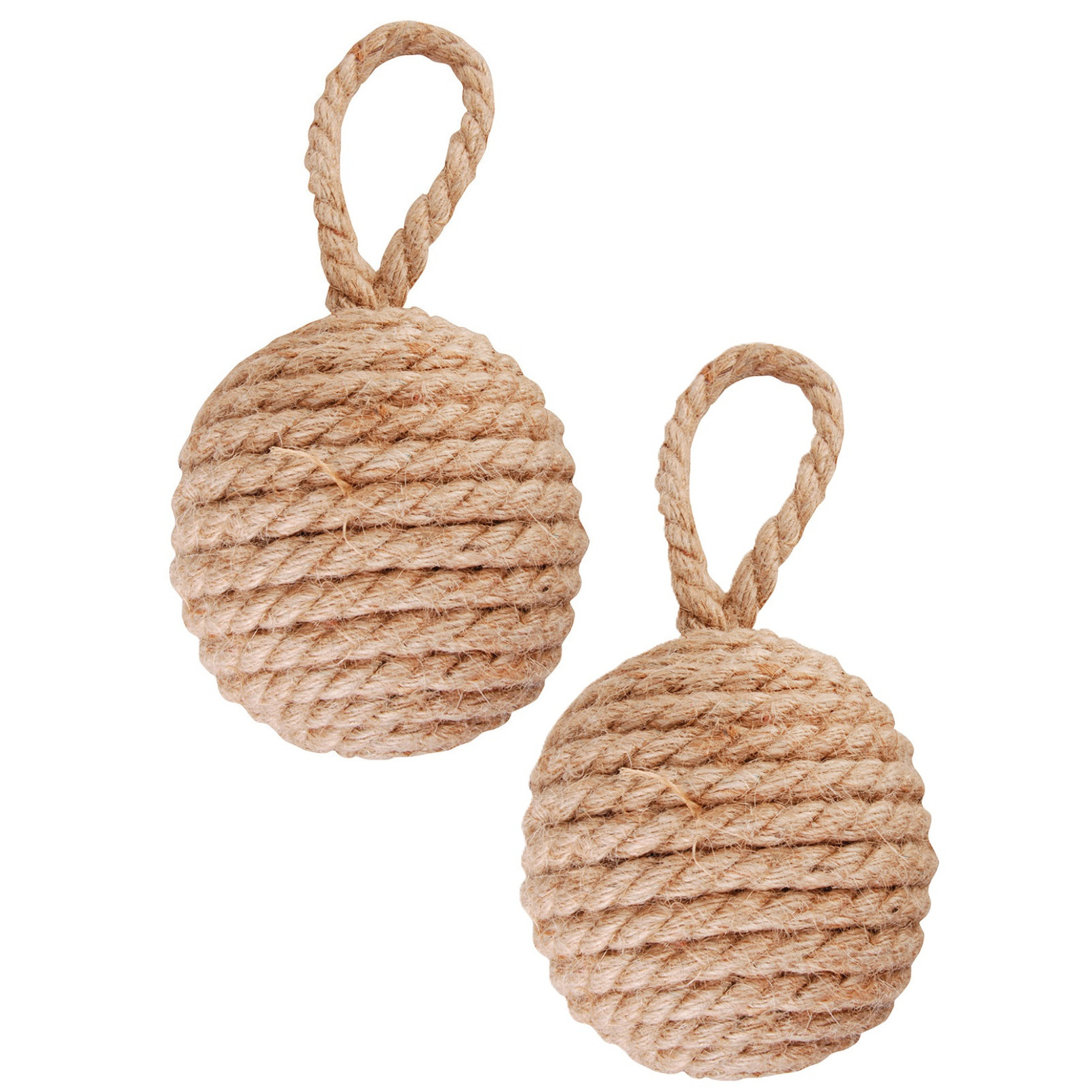 Esschert design deurstopper knoop - 2x - 1.7 kilo - bruin - jute - 14 x 14 cm -