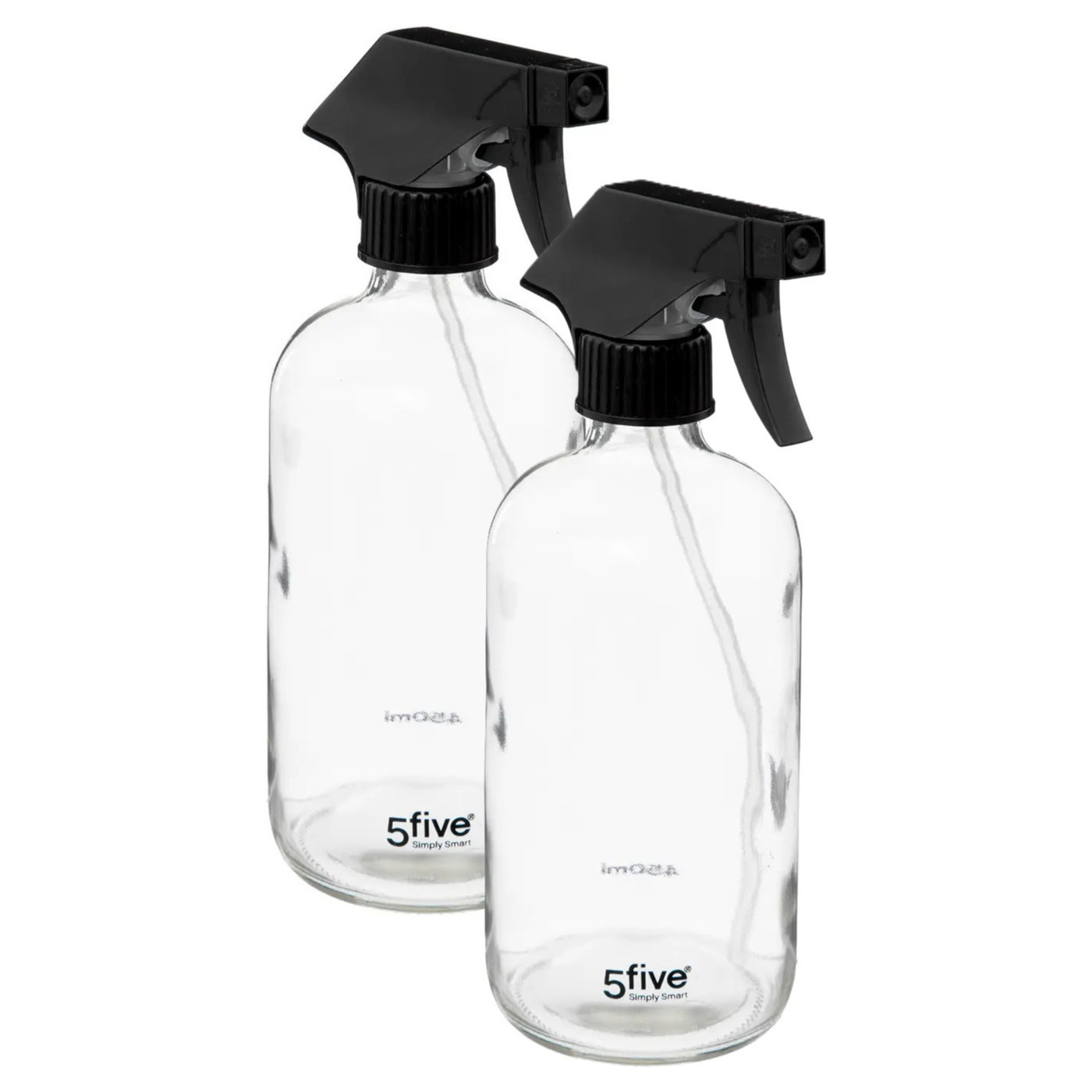 Plantenspuit met een inhoud van 450 ml - 2x - glas - transparant - verstuiver kop - 21 cm -