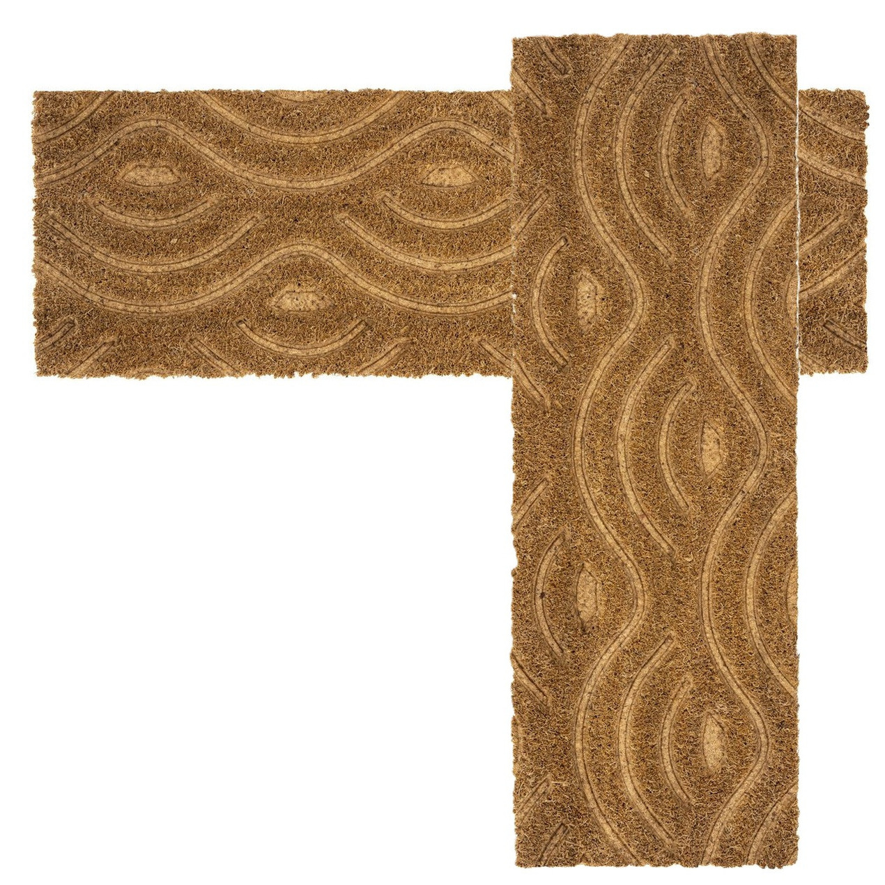 Deurmat - 2x - kokosmat - met patroon - 75 x 25 cm - voor binnen/buiten - schoonloopmat -