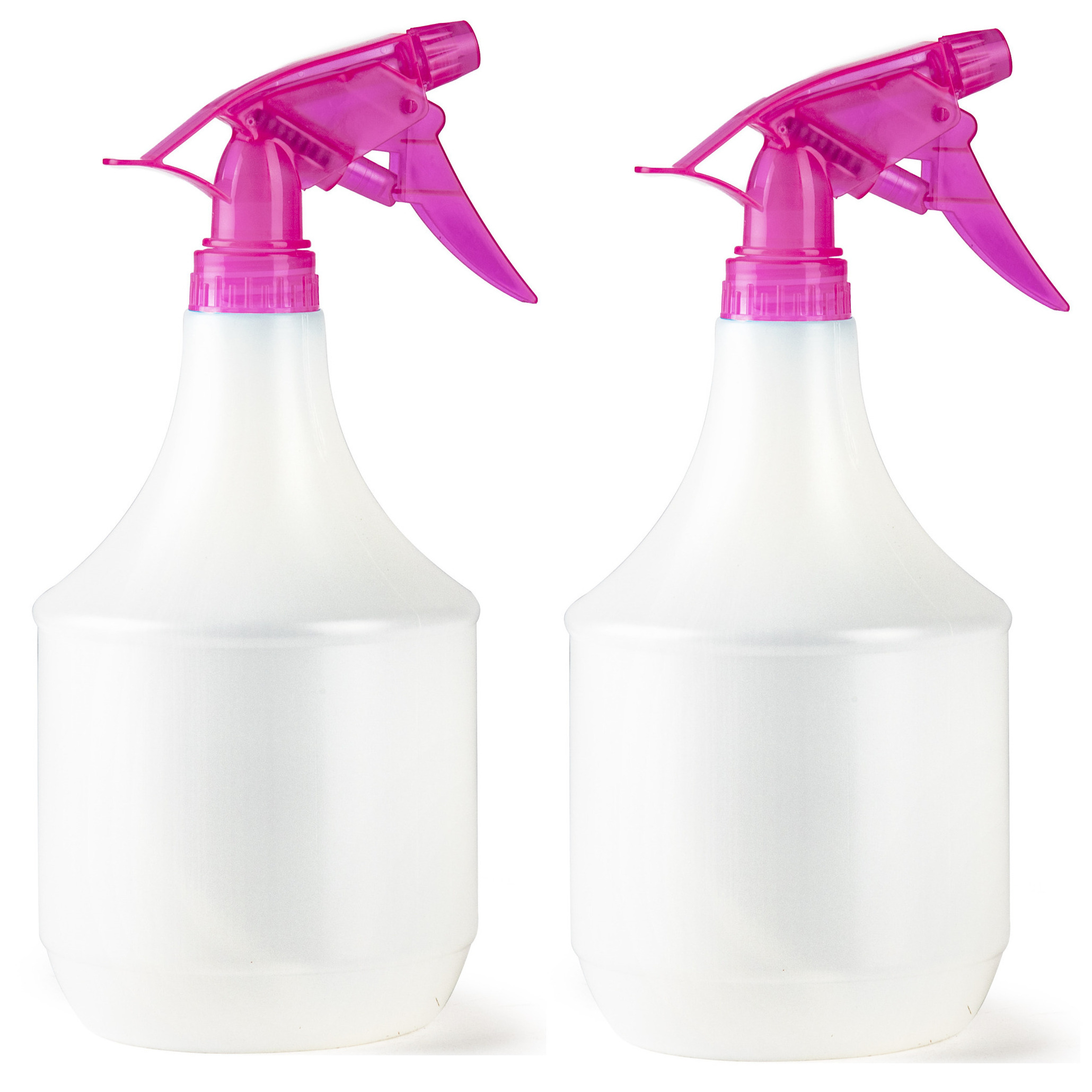 Plantenspuit met een inhoud van 1 liter - 2x - wit - roze verstuiver - 25 cm - kunststof -
