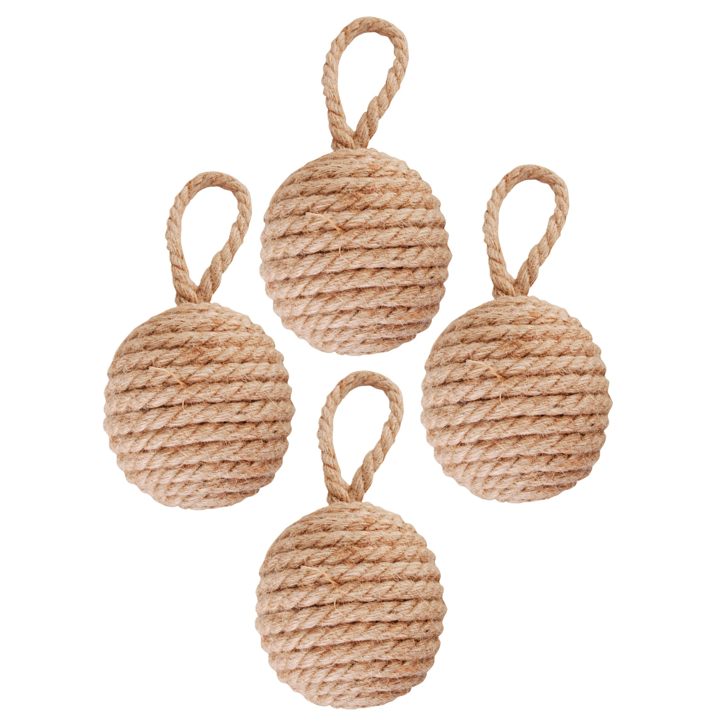 Esschert design deurstopper knoop - 4x - 1.7 kilo - bruin - jute - 14 x 14 cm -