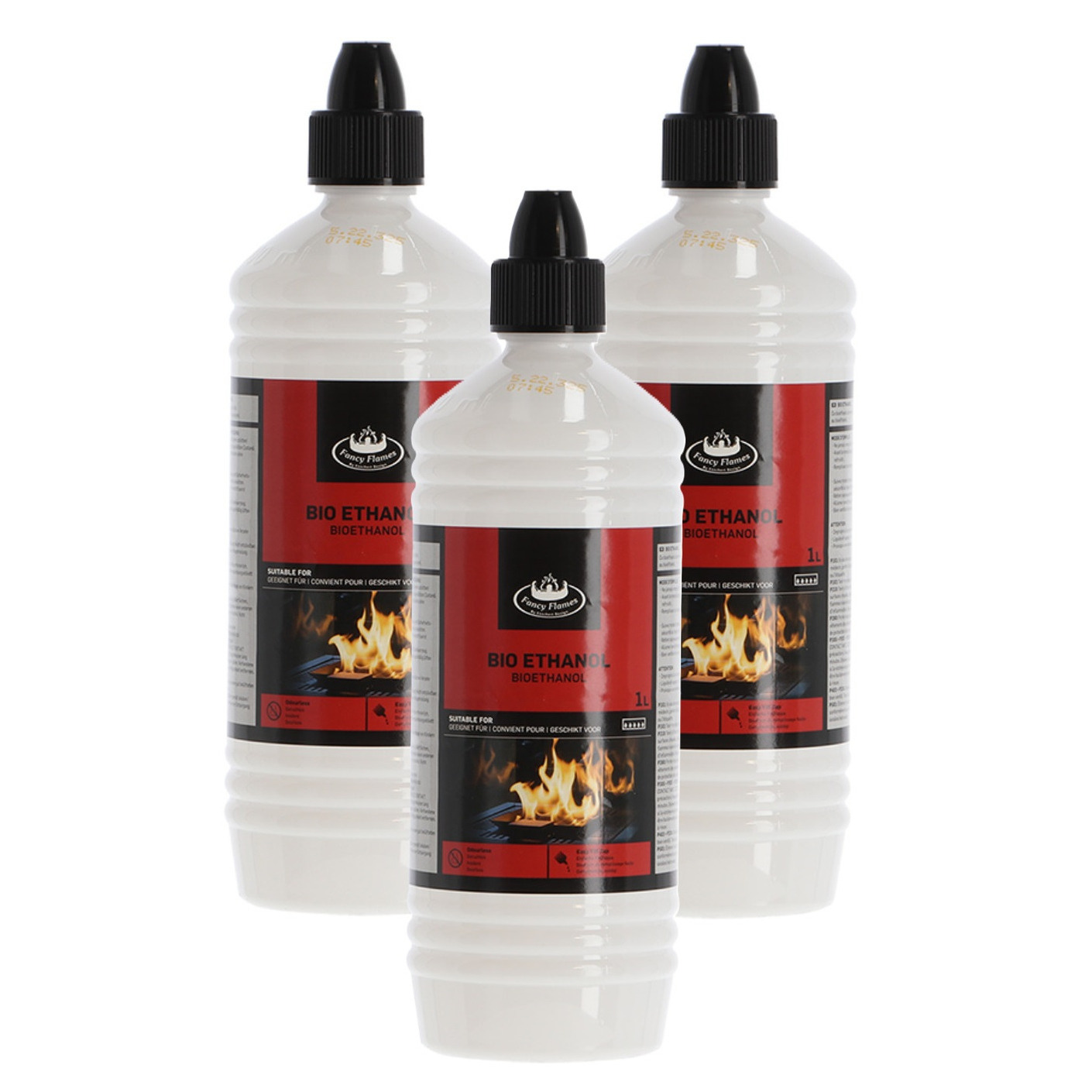 Bio ethanol voor sfeer en tafelhaarden - 3x - 1 liter - voor binnen en buiten -