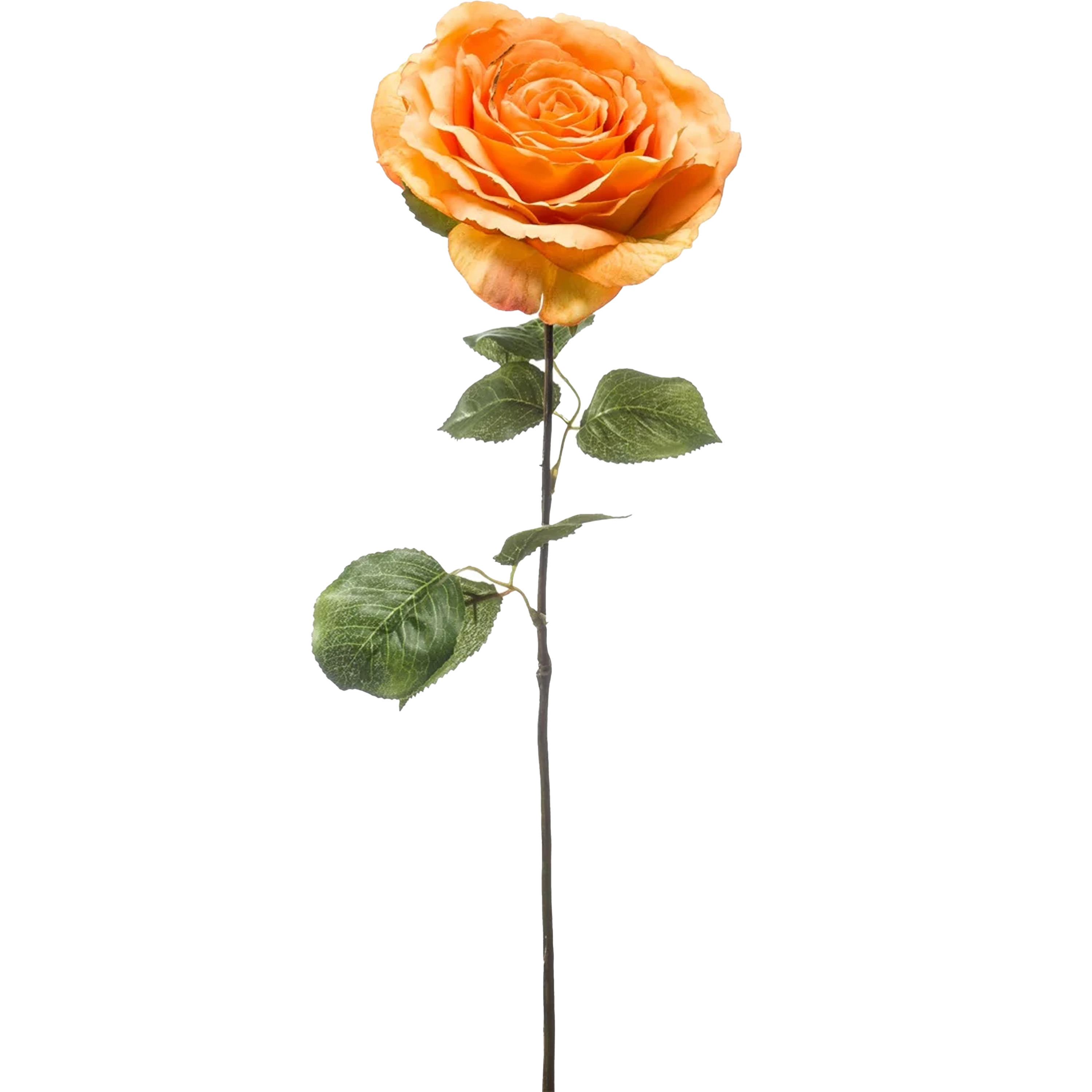 Kunstbloem Roos Laurie tak - 57 cm - oranje - Kunst zijdebloemen -