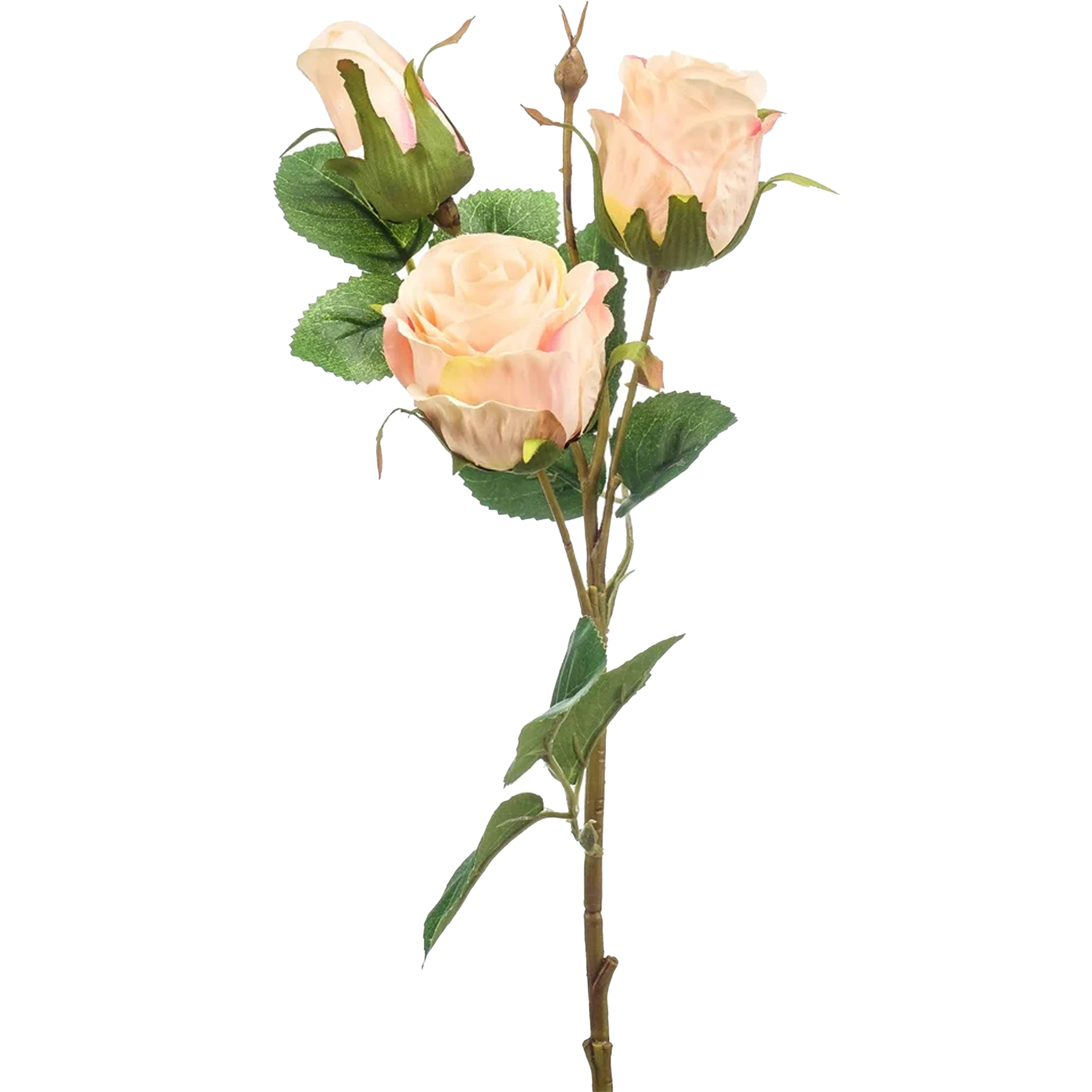 Kunstbloem Roos tak - 44 cm - licht roze - Kunst zijdebloemen -
