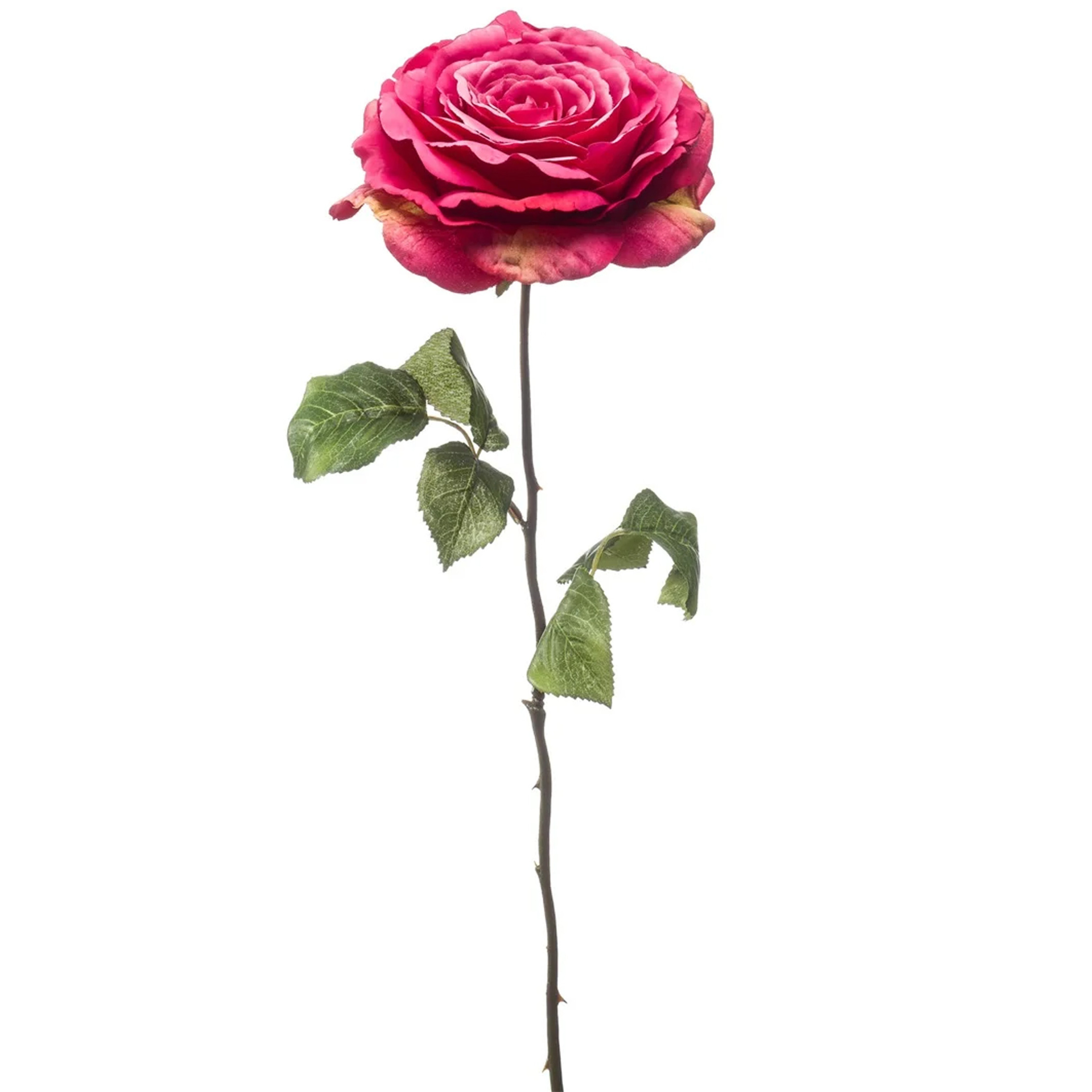 Kunstbloem Roos Laurie tak - 57 cm - fuchsia - Kunst zijdebloemen -