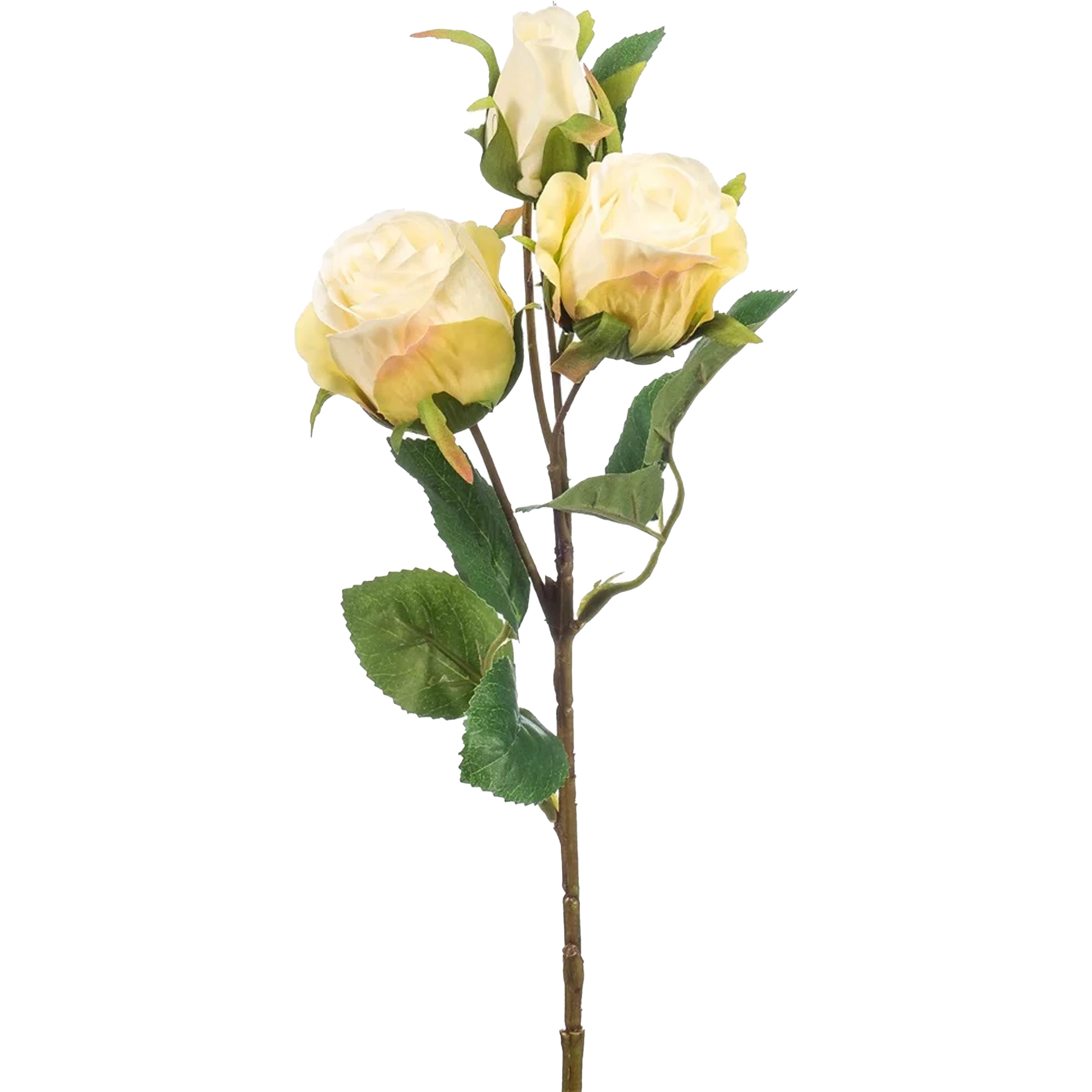 Kunstbloem Roos tak - 44 cm - creme wit - Kunst zijdebloemen -