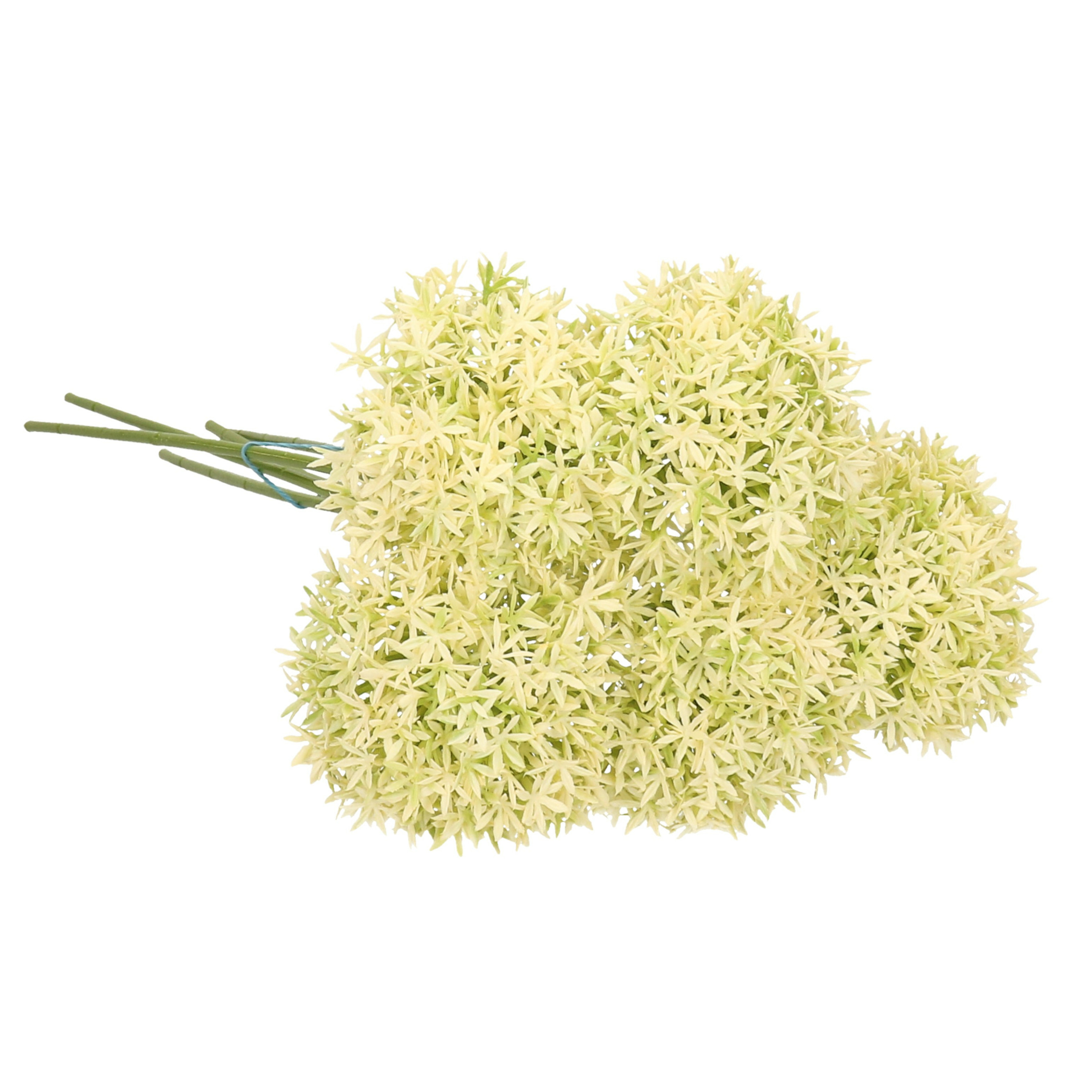 Allium/Sierui kunstbloem - 5x - losse steel - creme/groen - 62 cm - Natuurlijke uitstraling -