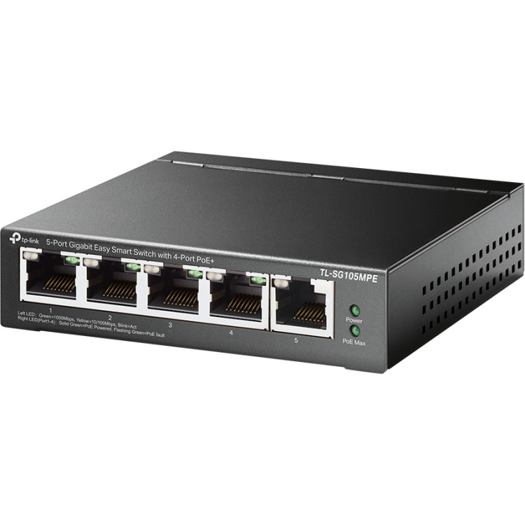 TP-Link TL-SG105MPE 5-Port Gigabit Easy Smart Switch met 4-Port PoE+ switch 120W PoE met 30W per poort