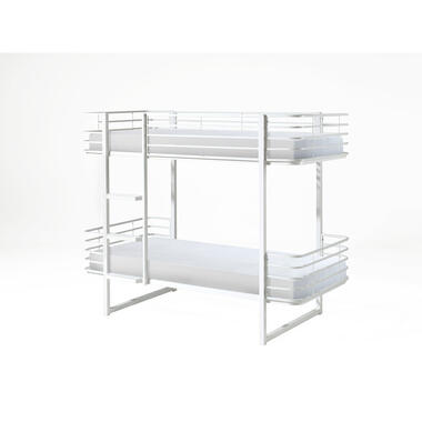 Vipack stapelbed Oscar metaal - wit - 166x104x205 cm - Leen Bakker