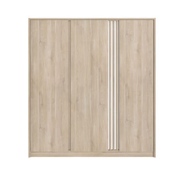 Kledingkast Evi 3-deurs - eikenkleur - 203x185x52 cm - Leen Bakker
