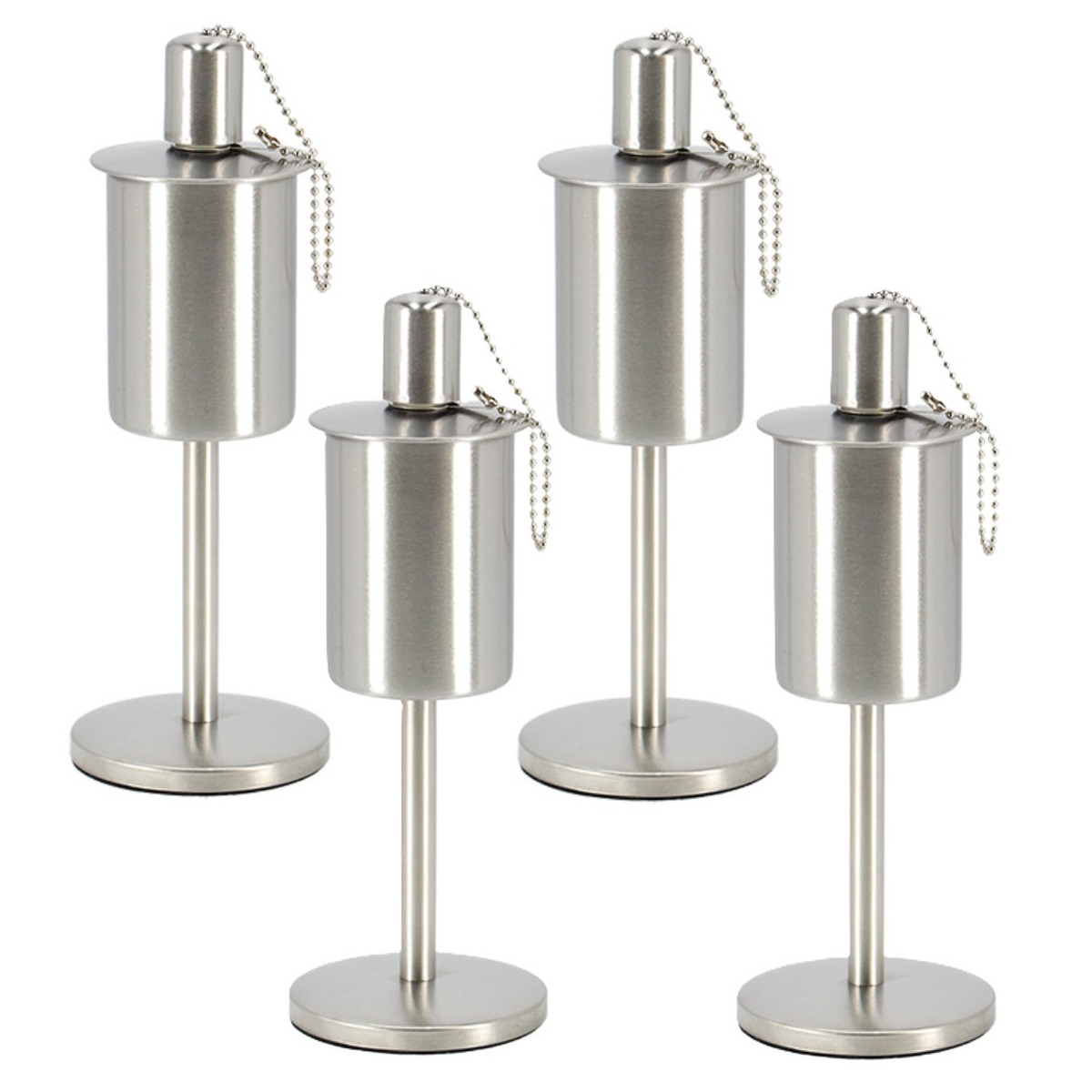 Fancy Flames RVS olie/tuinfakkel - 4x - 9.5 x 25 cm - op stabiele voet -
