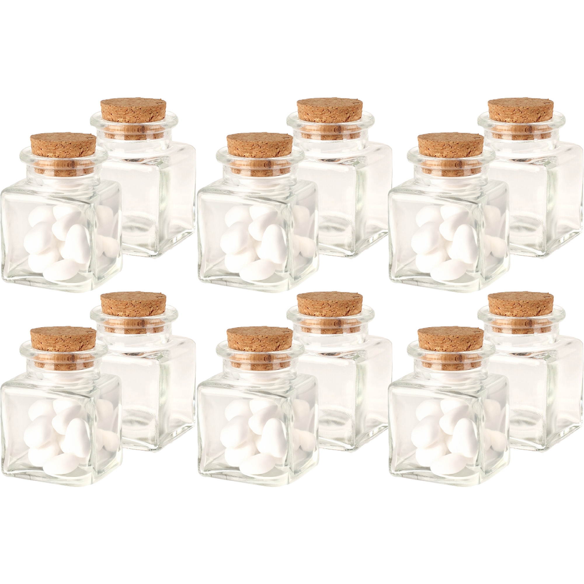 Glazen flesjes met kurk dop - set 24x - transparant - glas - 50 ml -
