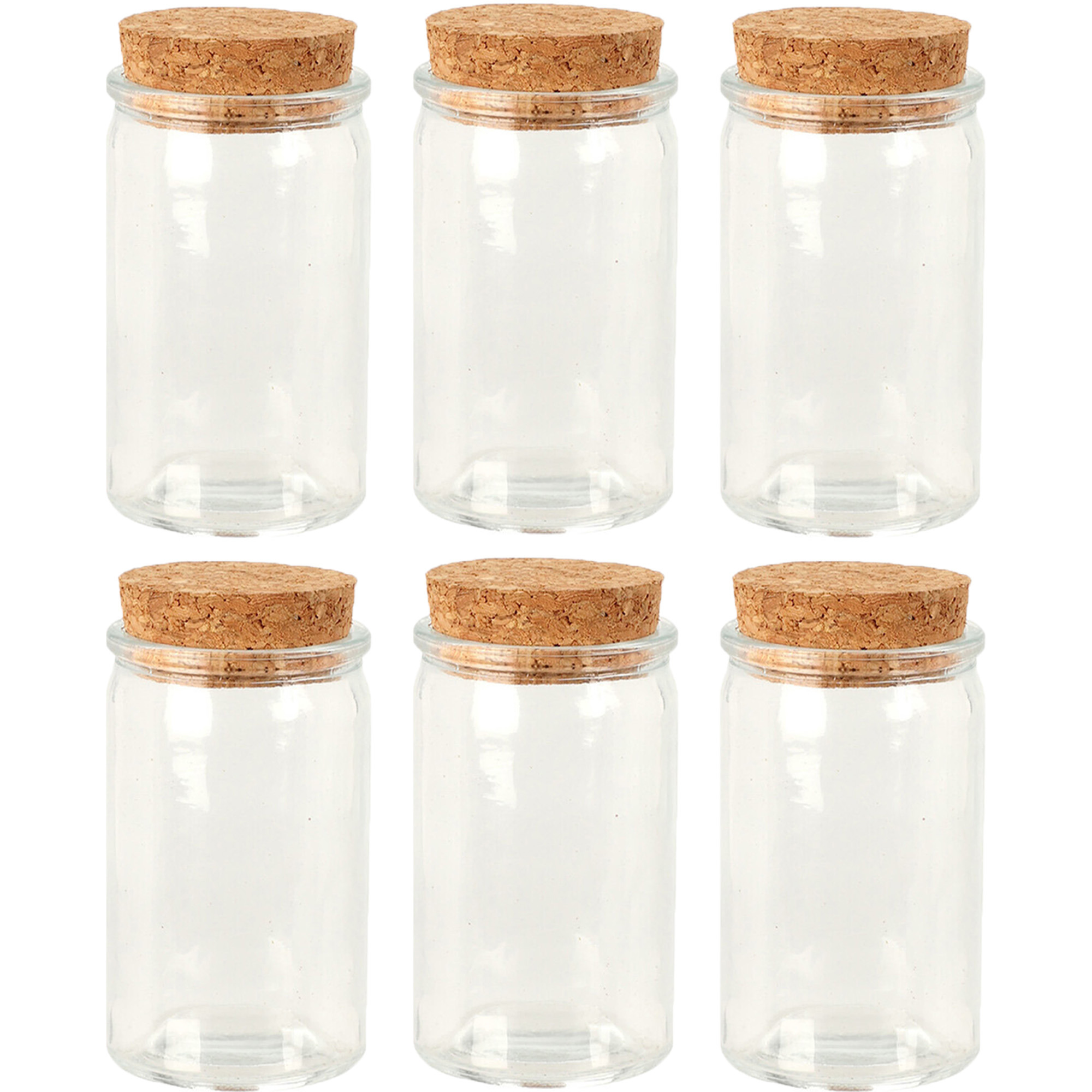Glazen flesjes met kurk dop - set 60x - transparant - glas - 50 ml -