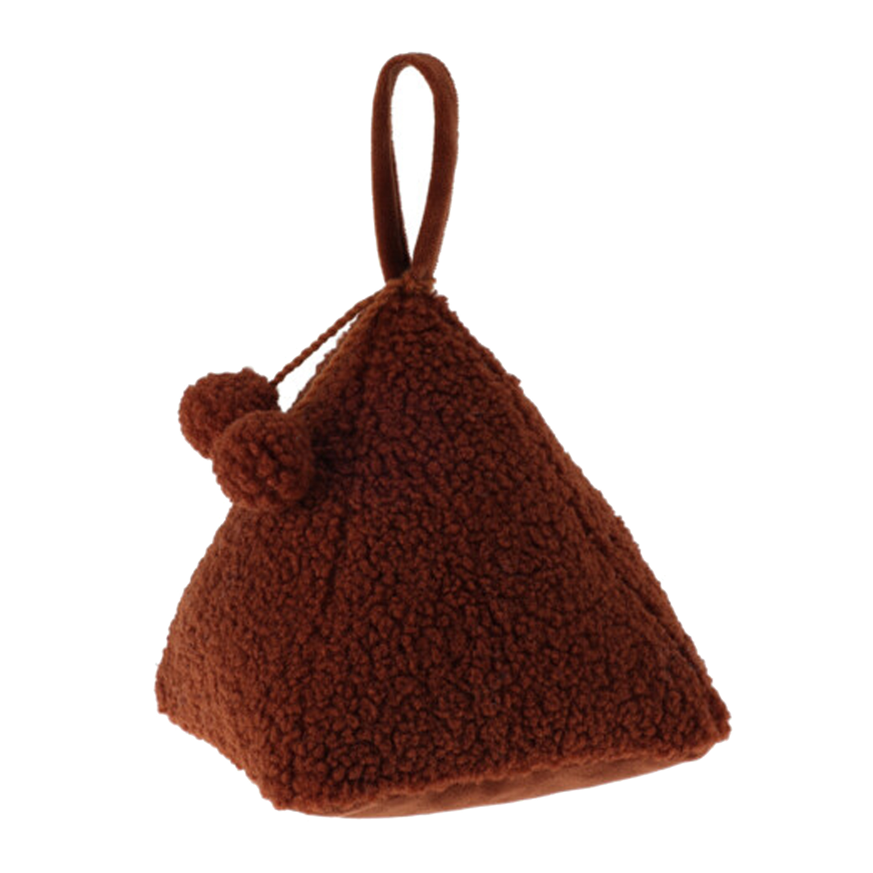 Deurstopper Teddy - roest bruin - 17 x 17 x 16 - polyester - piramide vorm - met verplaats lus -