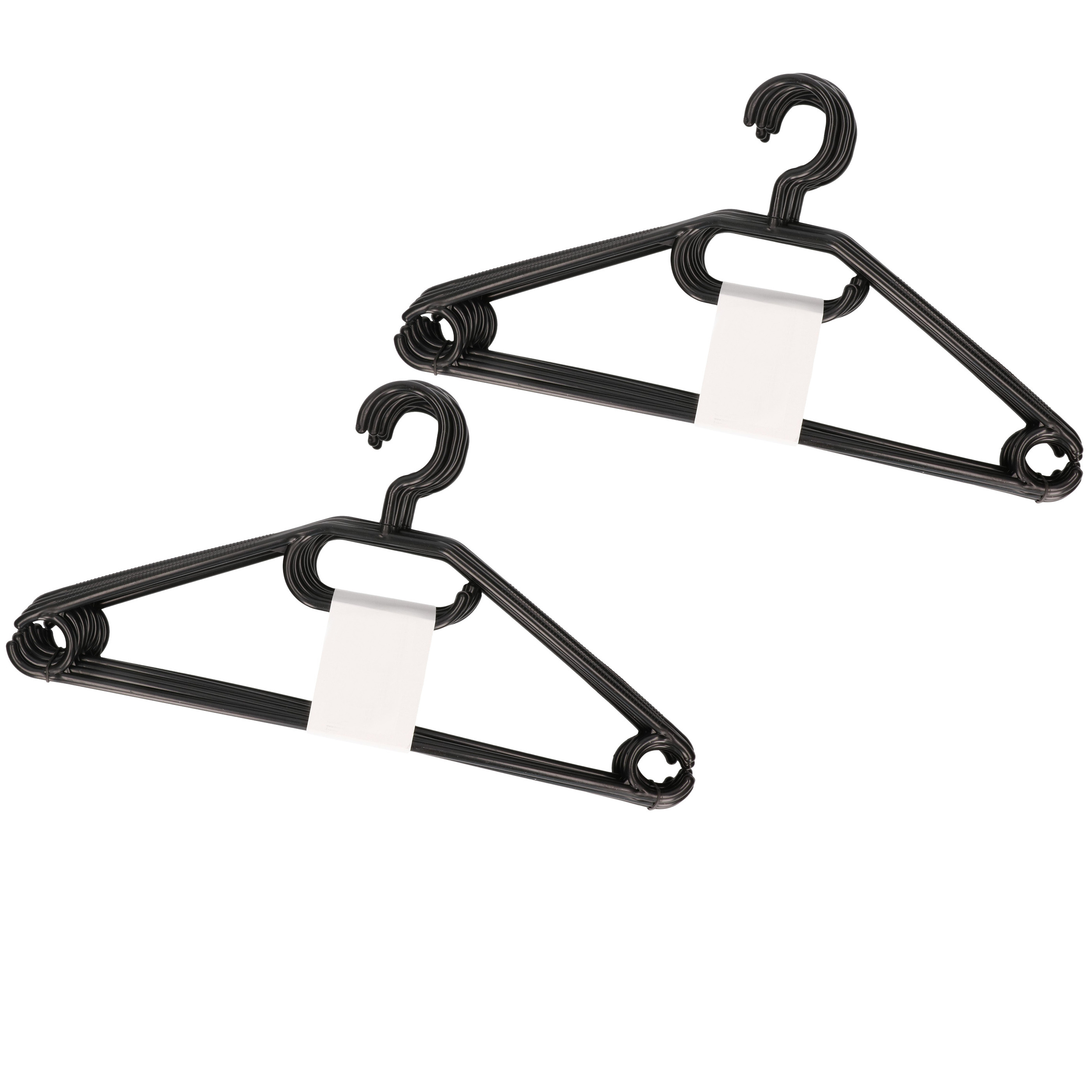 Kledinghangers met broekstang - 20x - kunststof - zwart - 36 x 21 cm - draaibare haak -