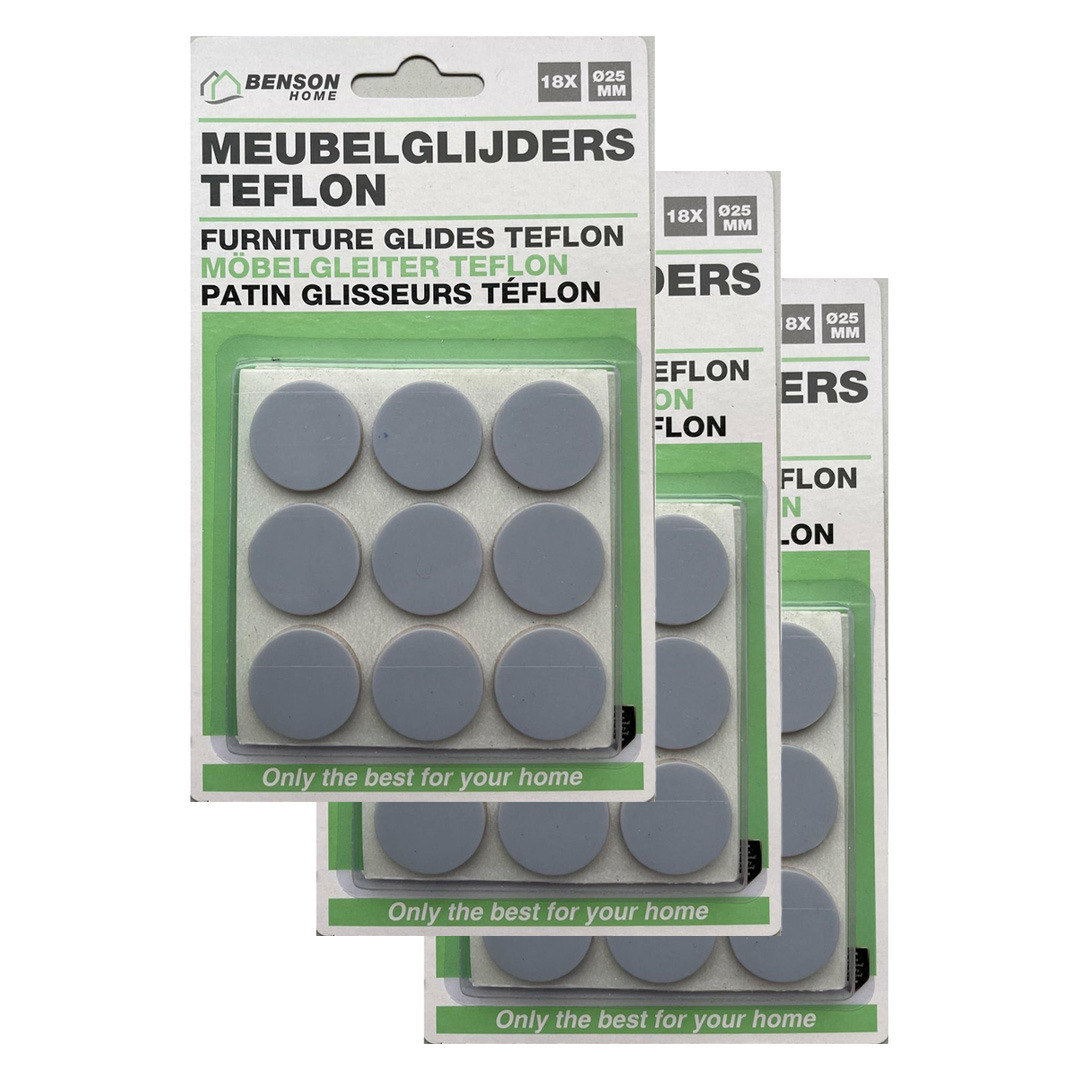 Meubelvilt - 3x - 18 delig - stoelpoten - kunststof - grijs - meubelbeschermers -