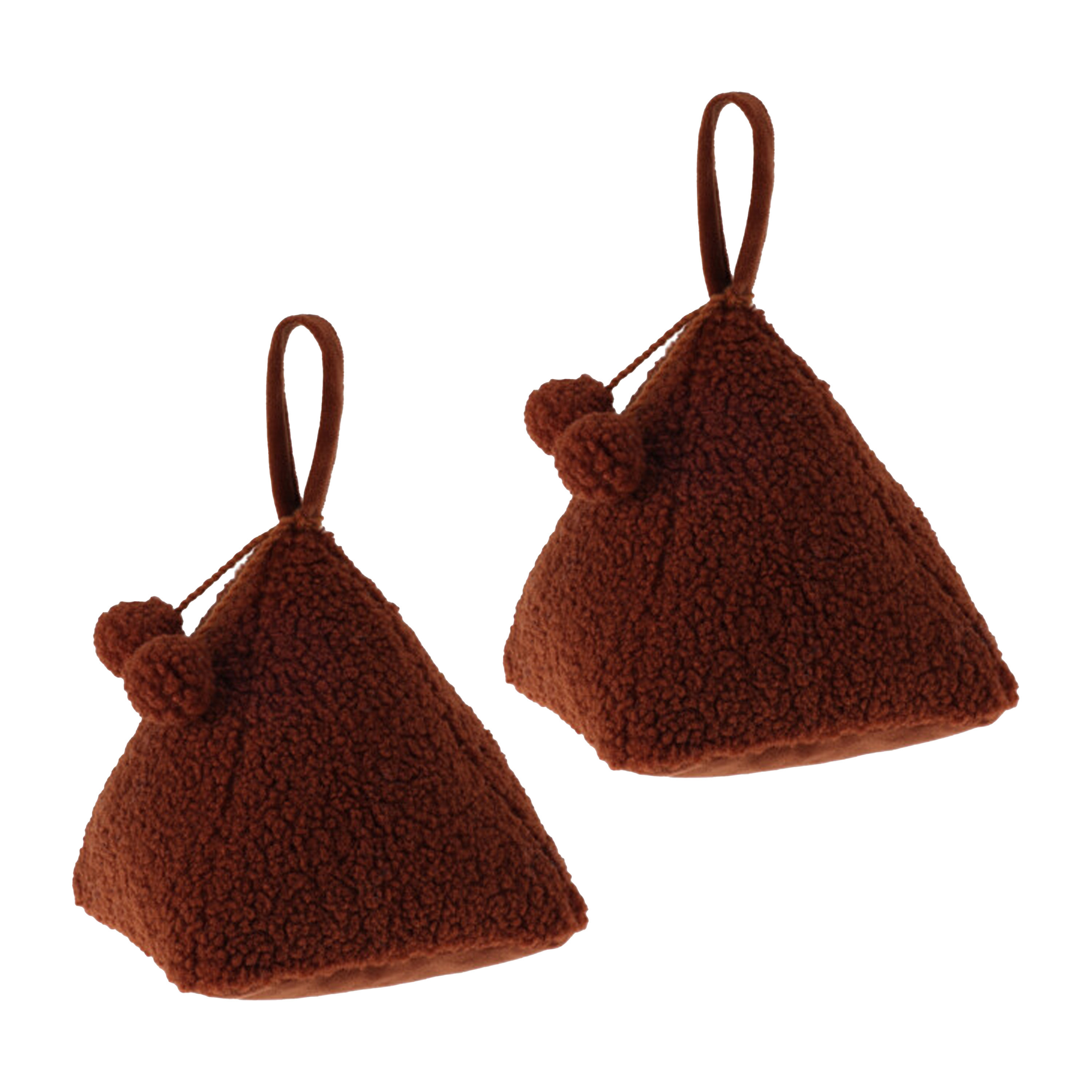 Deurstopper Teddy - 2x - bordeaux rood - 17x17x16 cm - polyester - piramide vorm - met verplaats lus -