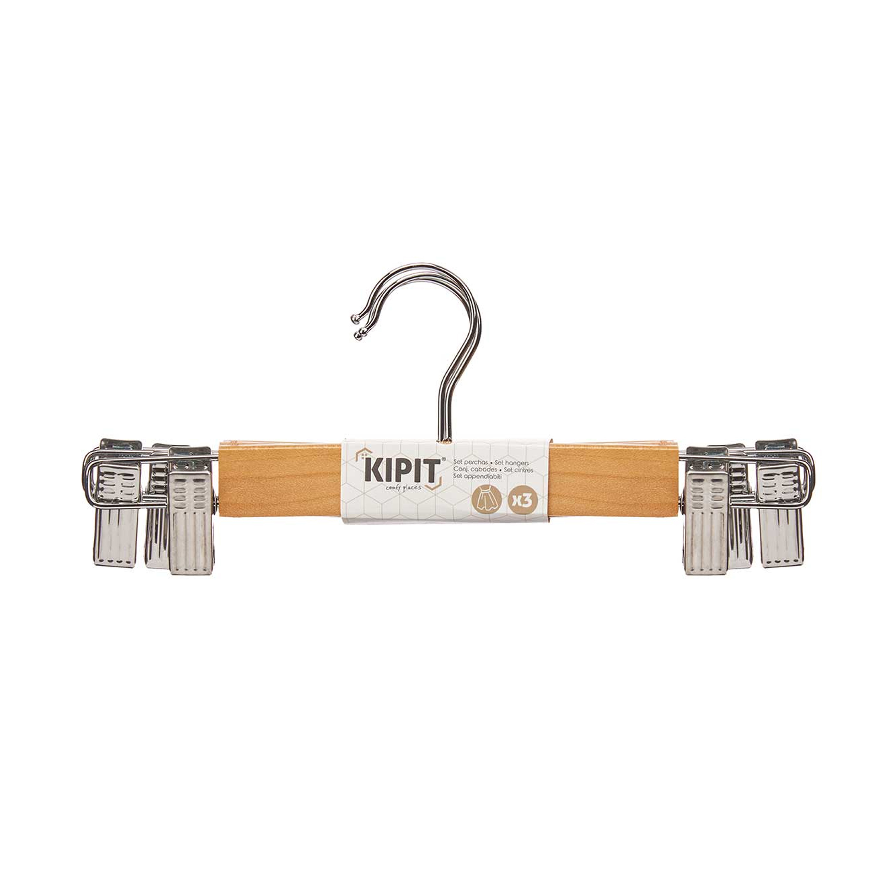 Kipit - broeken/rokken kledinghangers - set 3x stuks - lichtbruin - 28 cm -