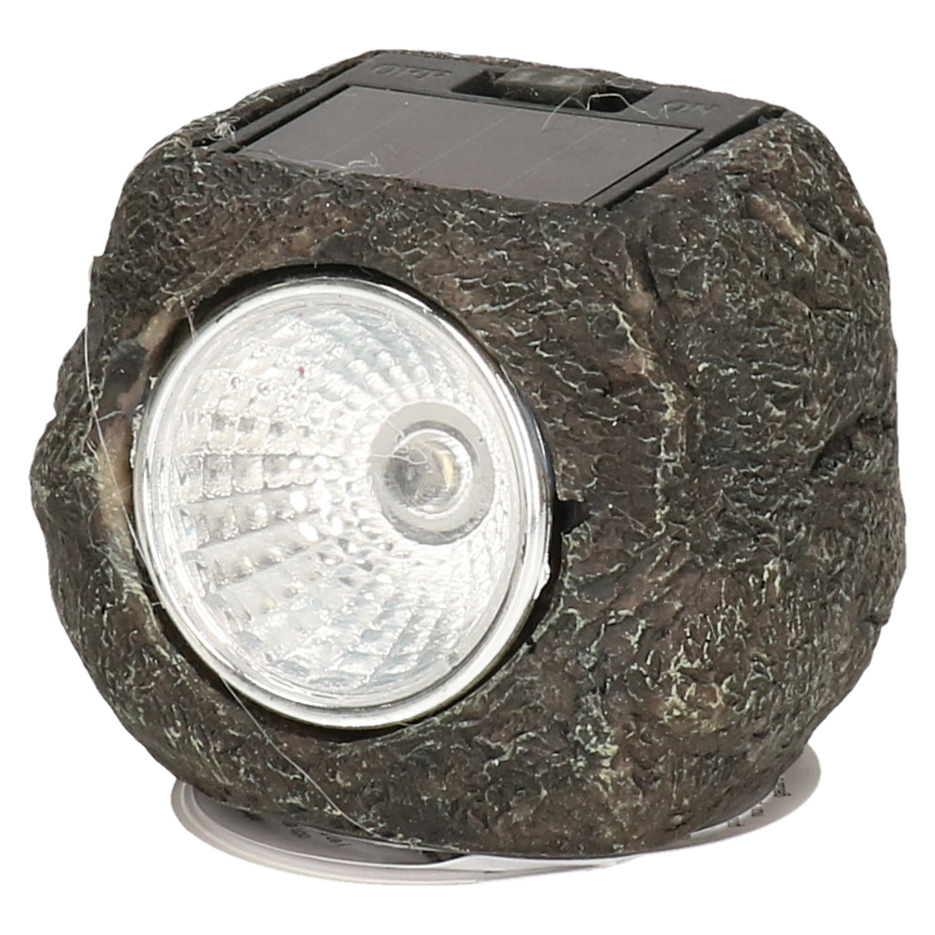 Buiten lamp/spot solar verlichting - steen vorm - LED - 13 x 9 cm -