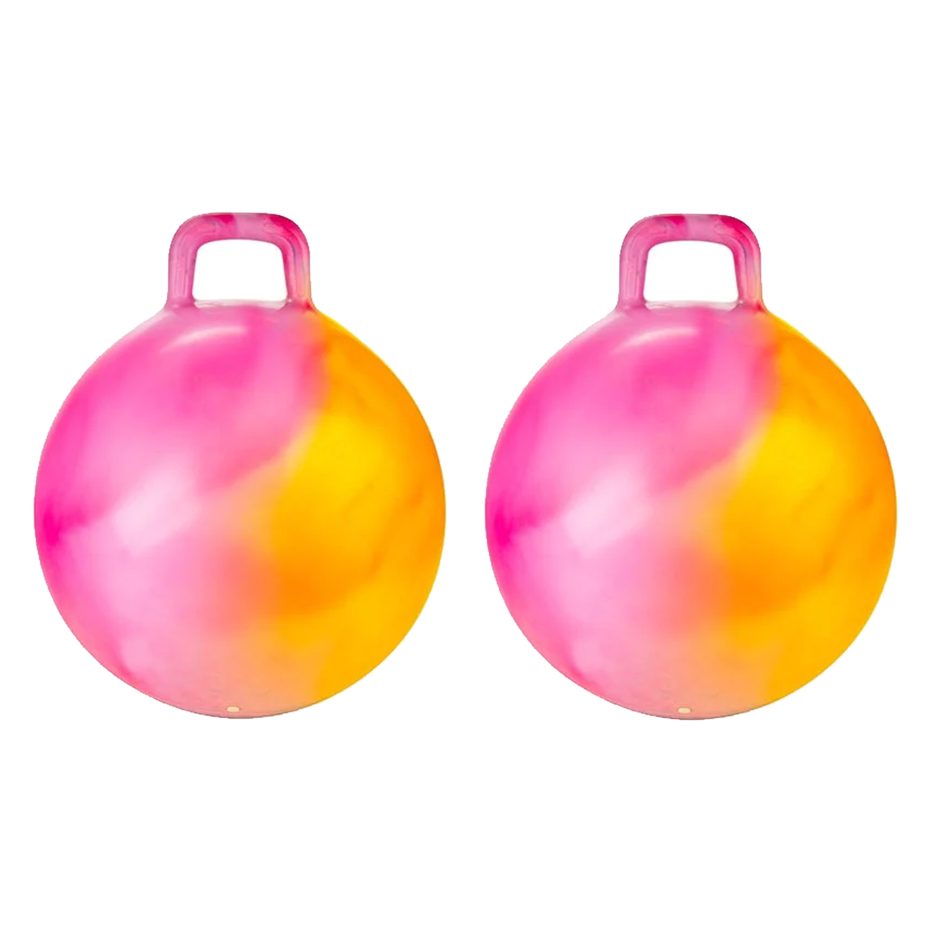 Skippybal marble - 2x - oranje/roze - D45 cm - buitenspeelgoed voor kinderen -