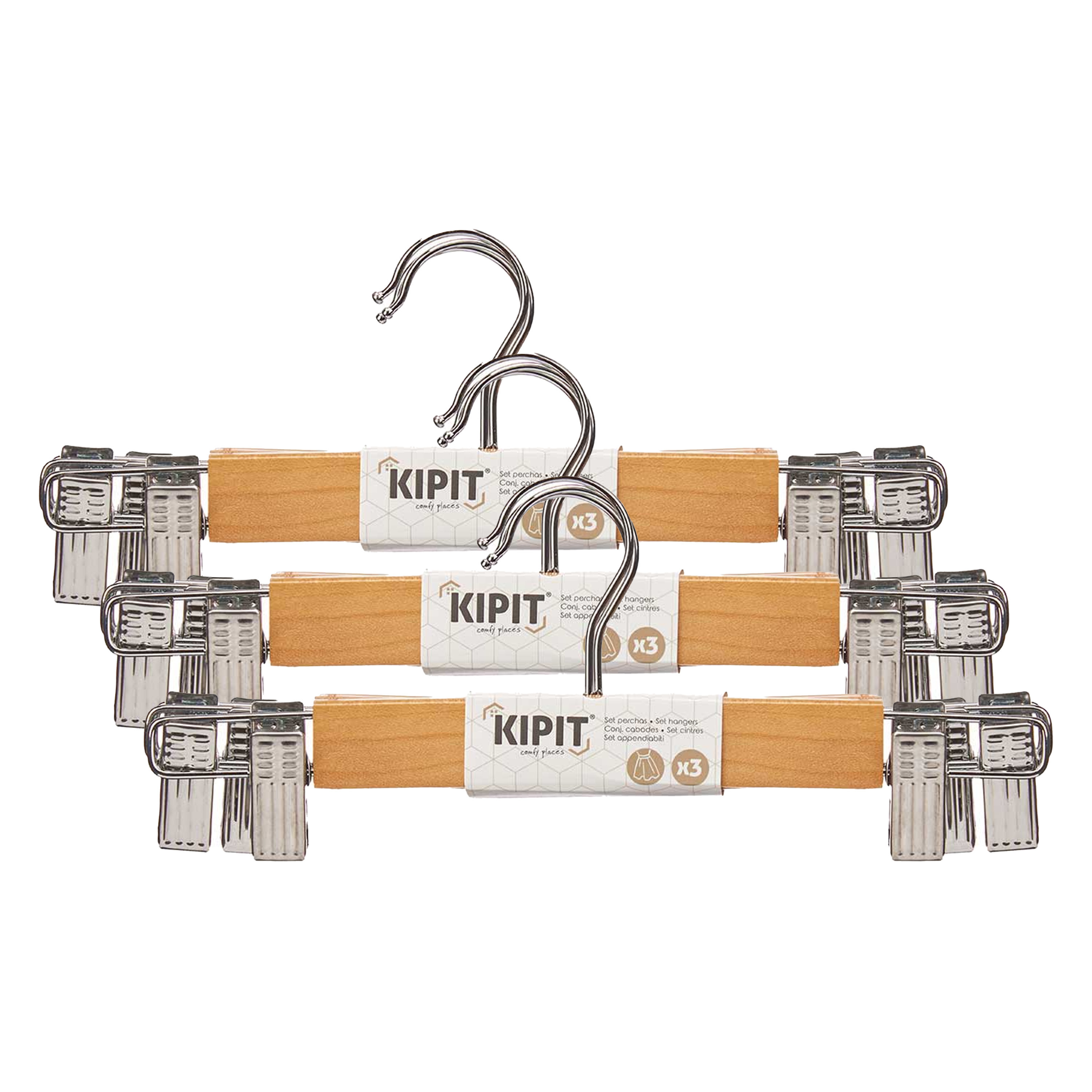 Kipit - broeken/rokken kledinghangers - set 9x stuks - lichtbruin - 28 cm -