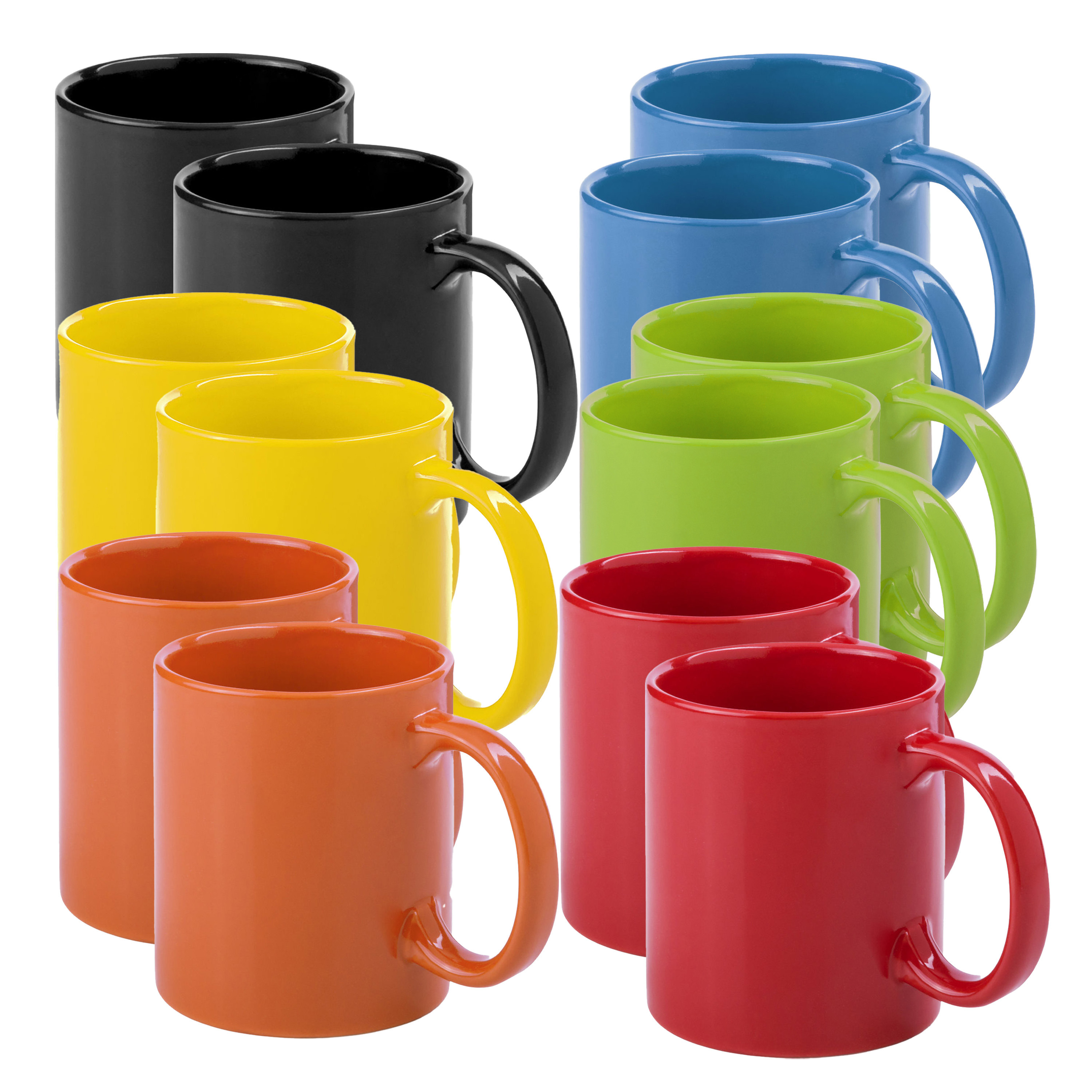 Koffie mokken/drinkbekers Auxerre - 12x - keramiek - mediterrane kleuren - 370 ml -