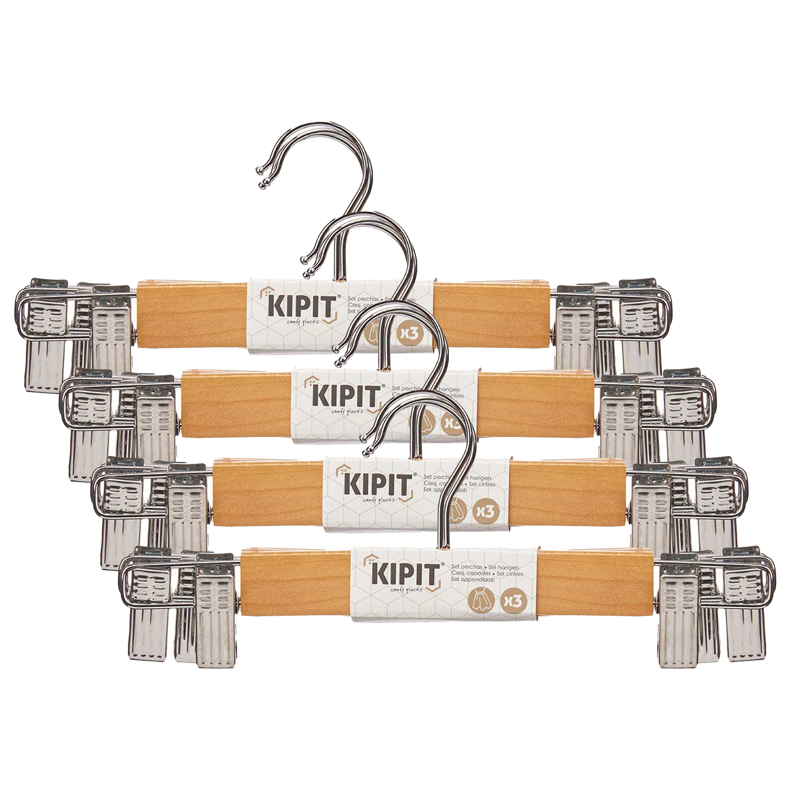 Kipit - broeken/rokken kledinghangers - set 12x stuks - lichtbruin - 28 cm -