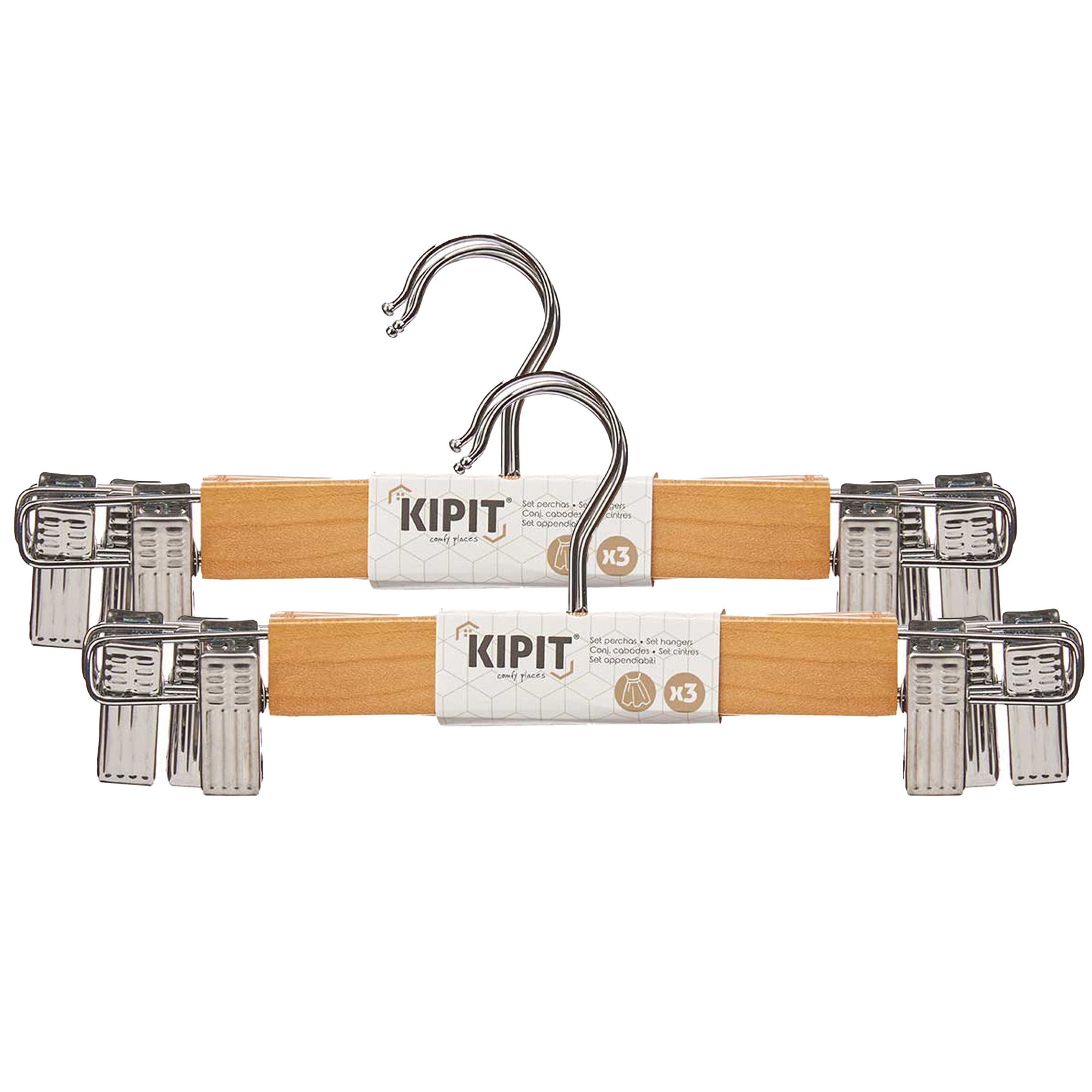 Kipit - broeken/rokken kledinghangers - set 6x stuks - lichtbruin - 28 cm -