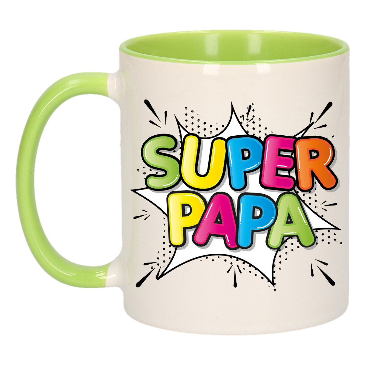Cadeau koffie/thee mok voor papa - groen - super papa - keramiek - 300 ml - Vaderdag -