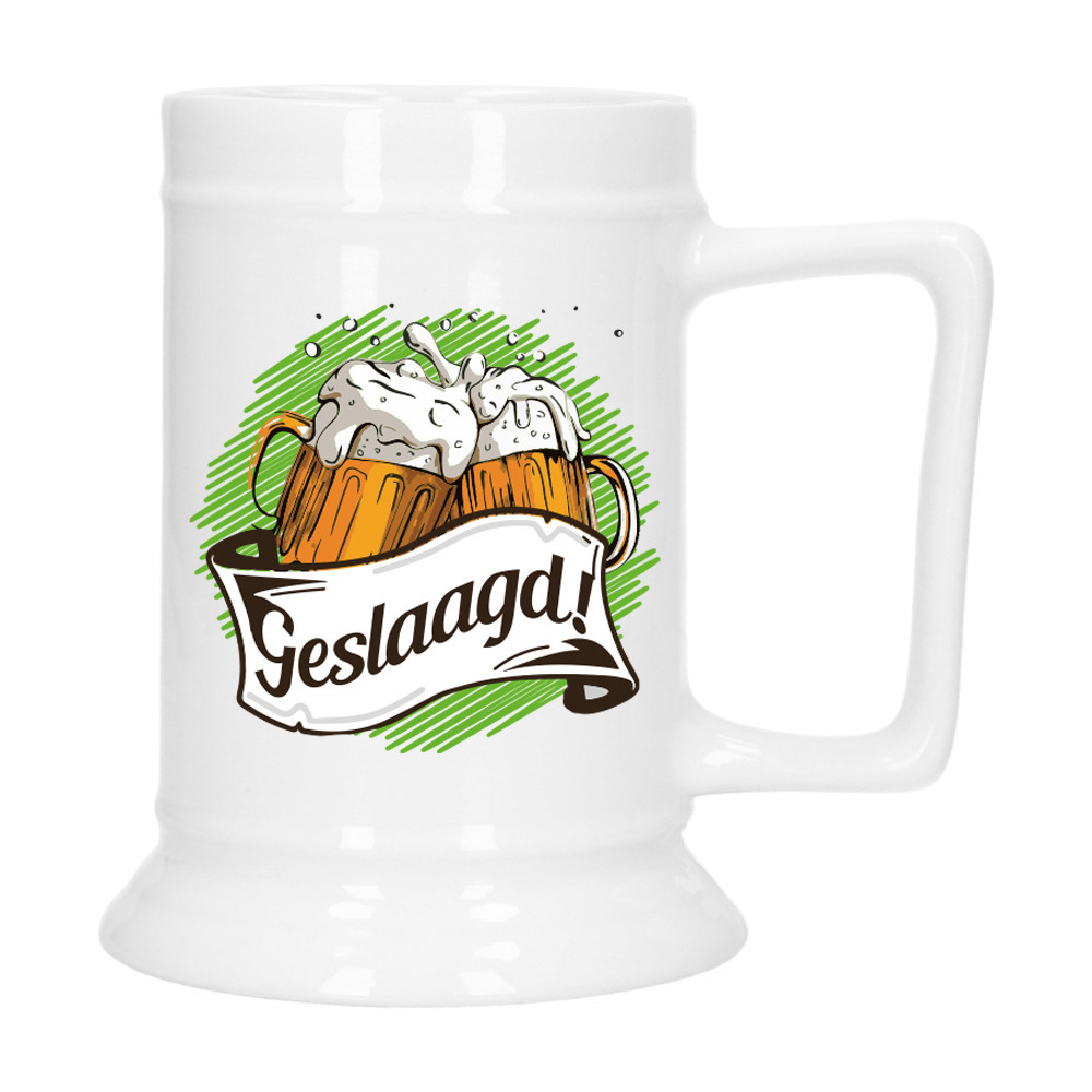 Geslaagd Cadeau Bierpul - groen - geslaagd! - keramiek - 530 ml -
