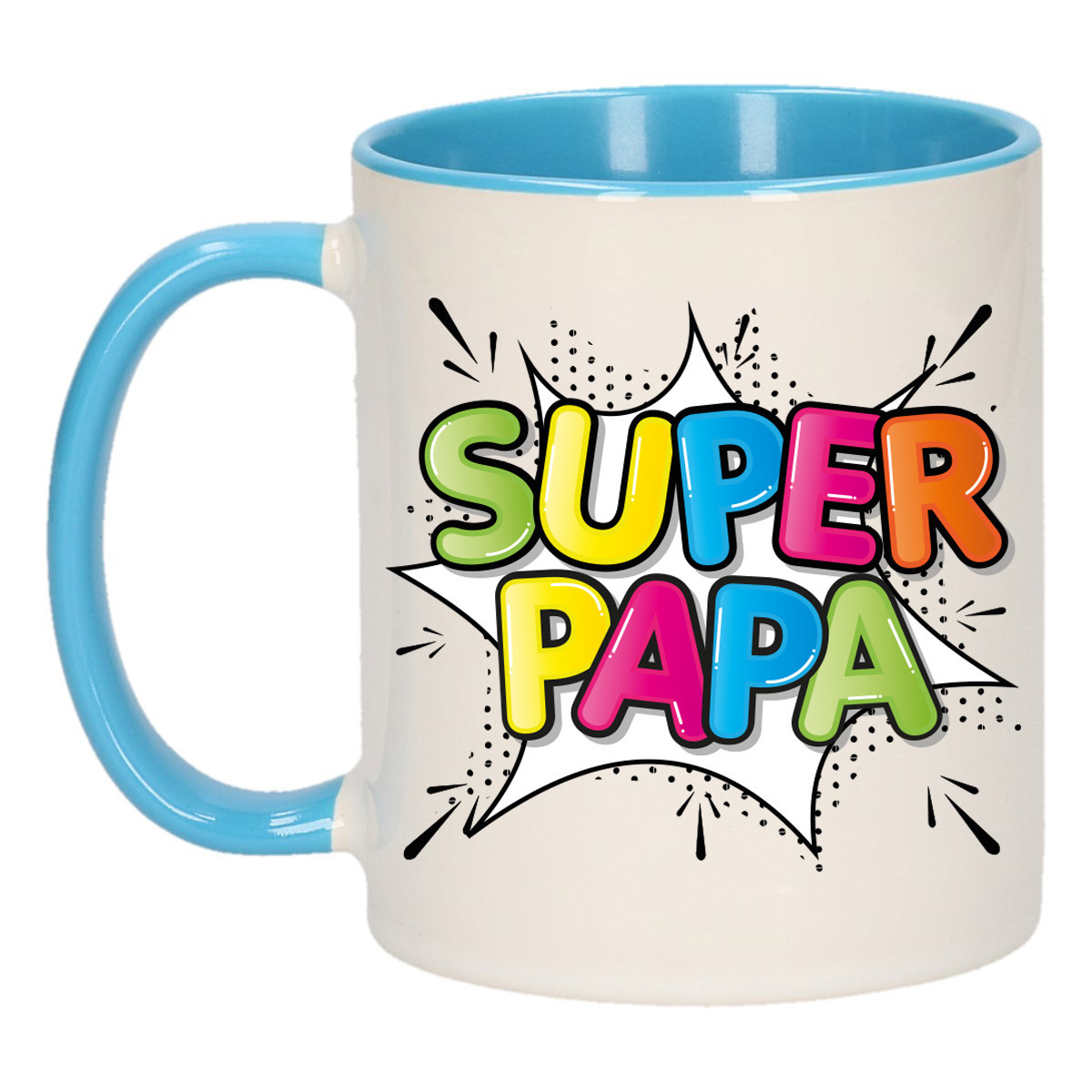 Cadeau koffie/thee mok voor papa - blauw - super papa - keramiek - 300 ml - Vaderdag -