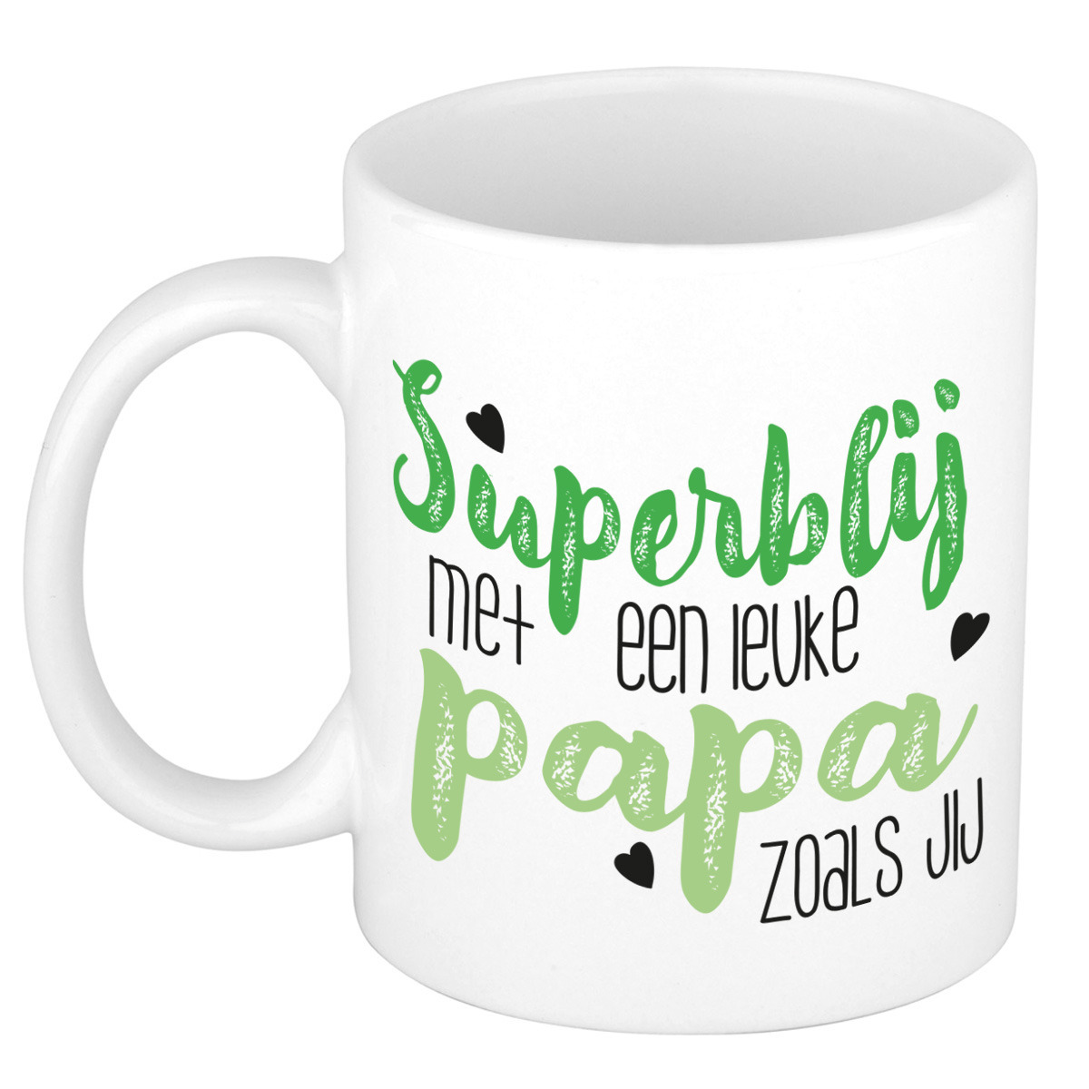 Cadeau koffie/thee mok voor papa - groen - super blij - keramiek - 300 ml - Vaderdag -