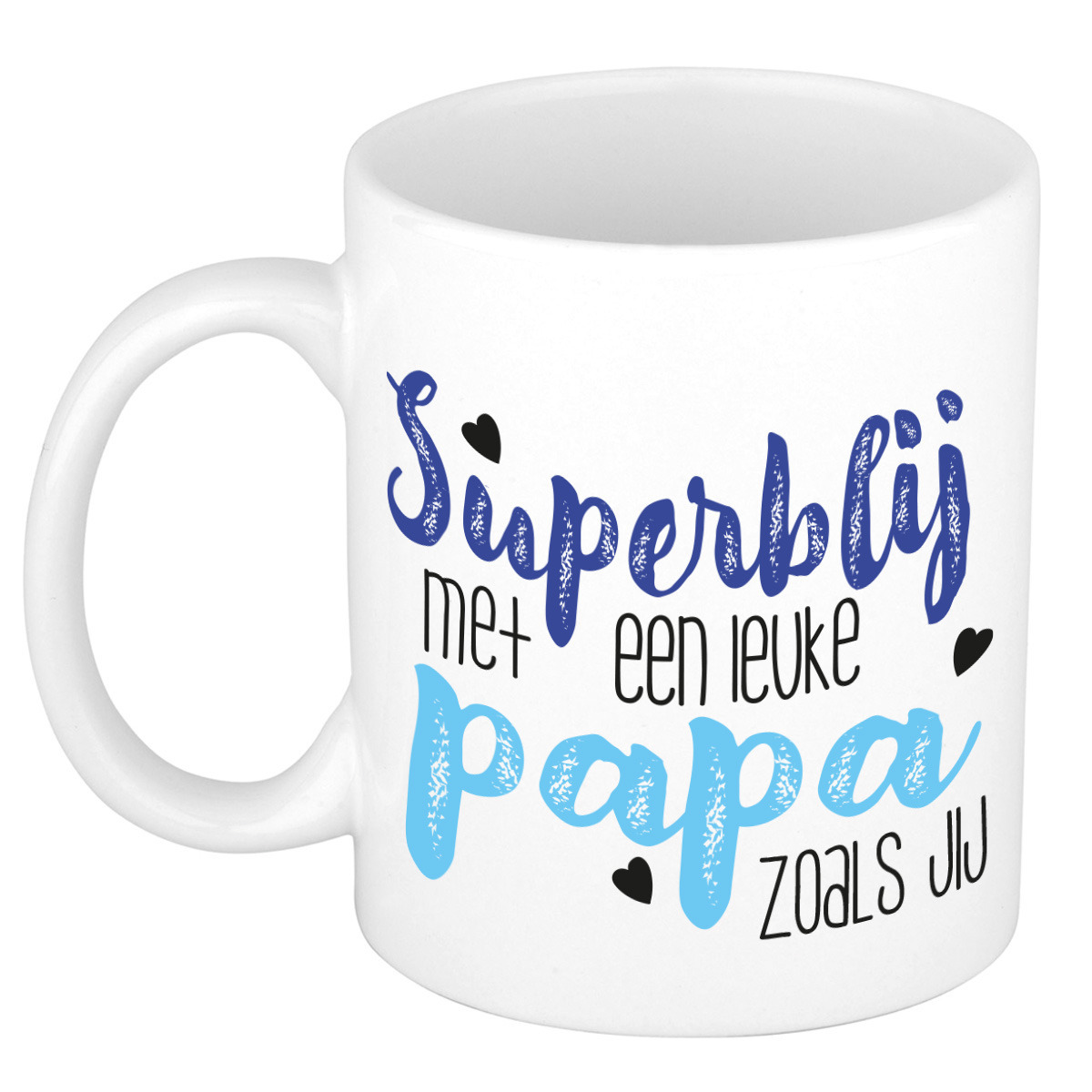 Cadeau koffie/thee mok voor papa - blauw - super blij - keramiek - 300 ml - Vaderdag -