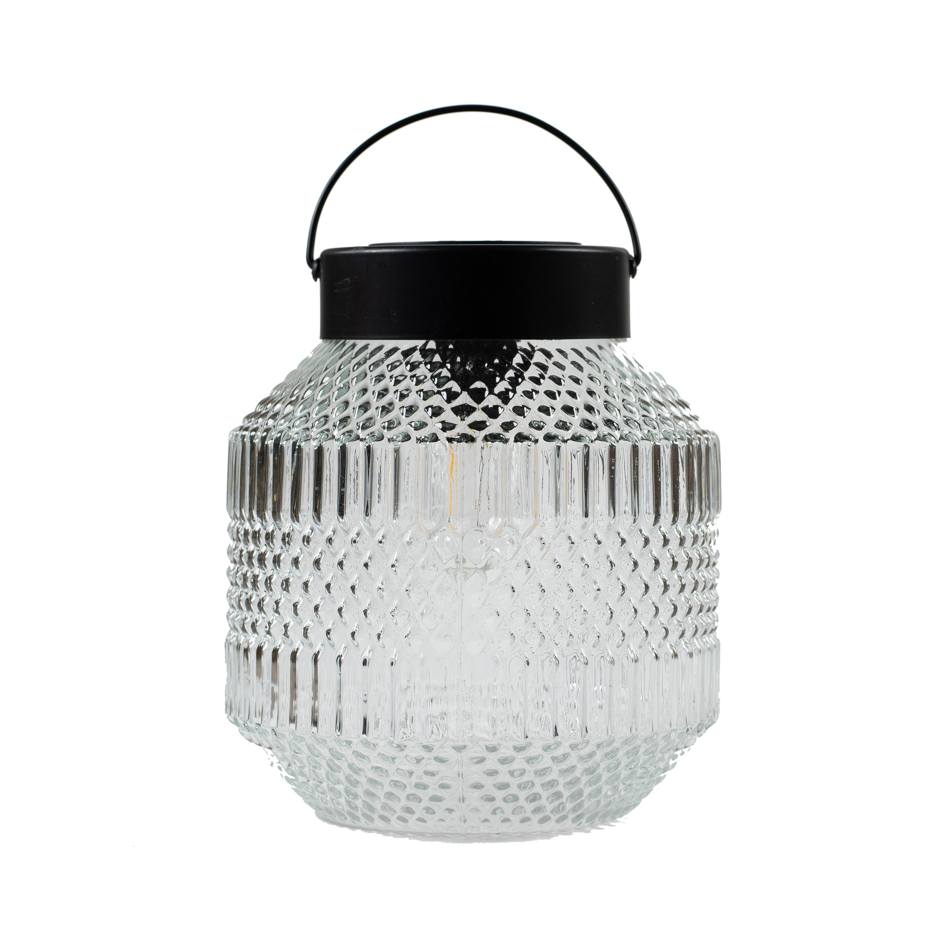 Tuin lantaarn Julia - Solar - zwart/transparant - D16 x H16 cm - LED buitenverlichting -