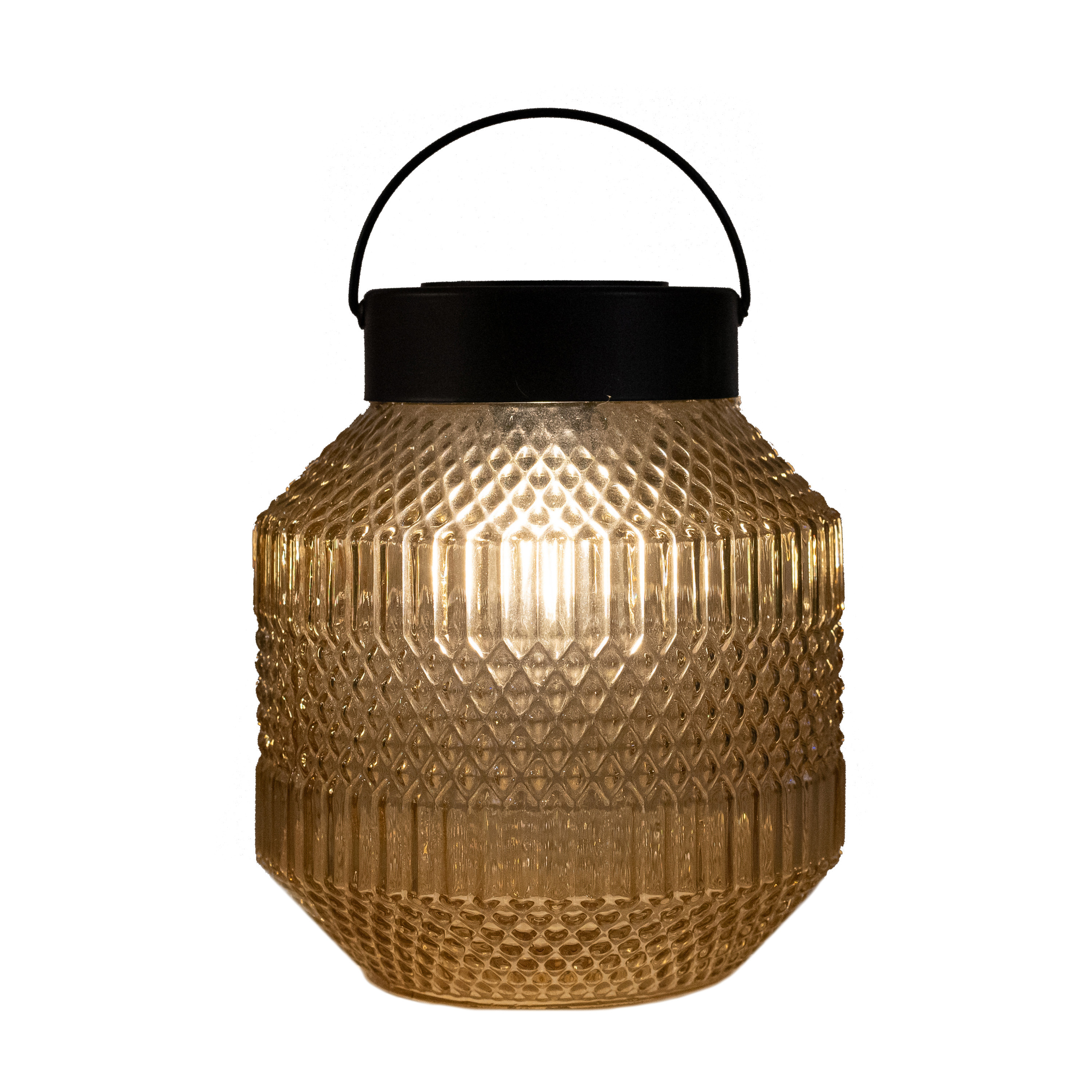 Tuin lantaarn Julia - Solar - zwart/geel - D16 x H16 cm - LED buitenverlichting -