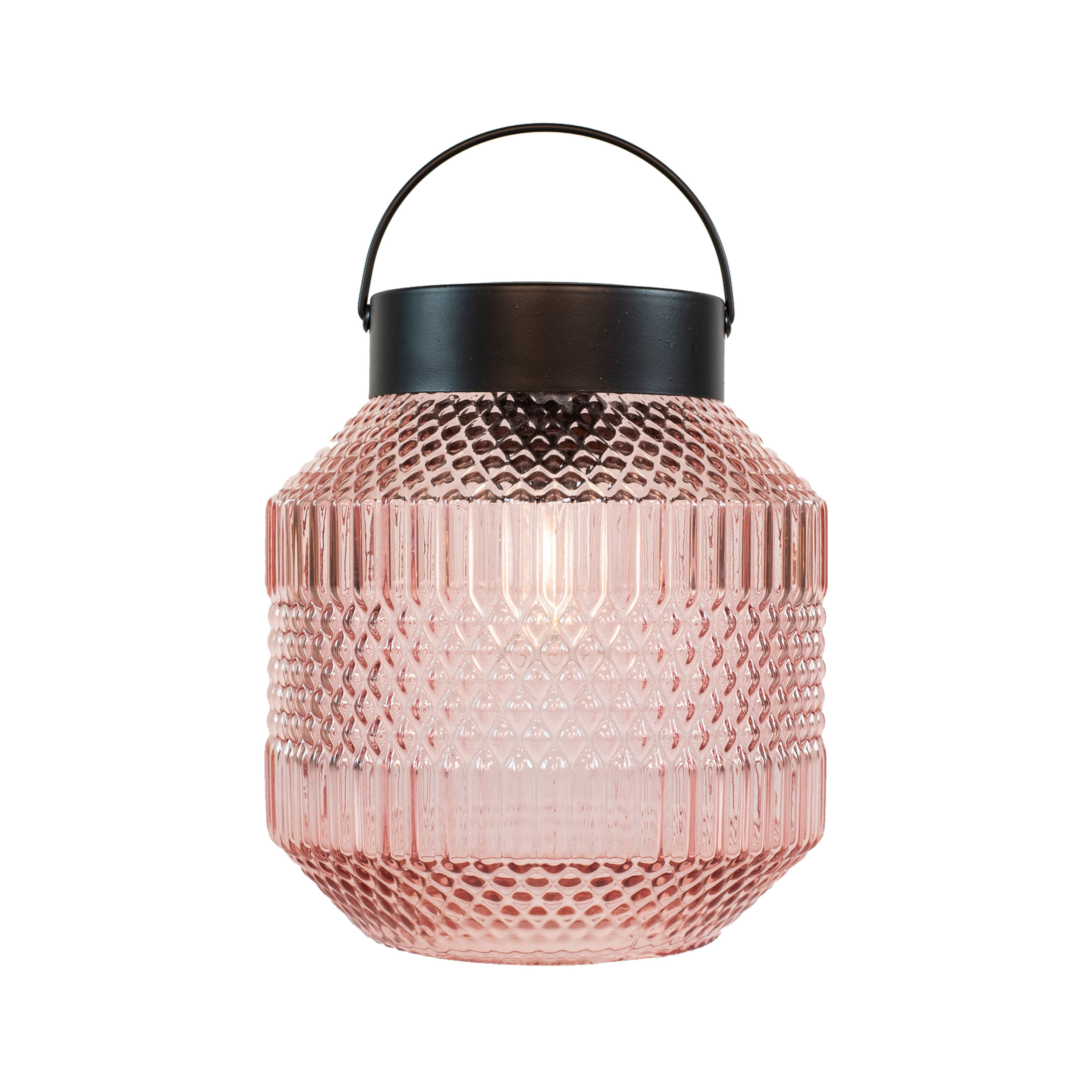 Tuin lantaarn Julia - Solar - zwart/roze - D16 x H16 cm - LED buitenverlichting -