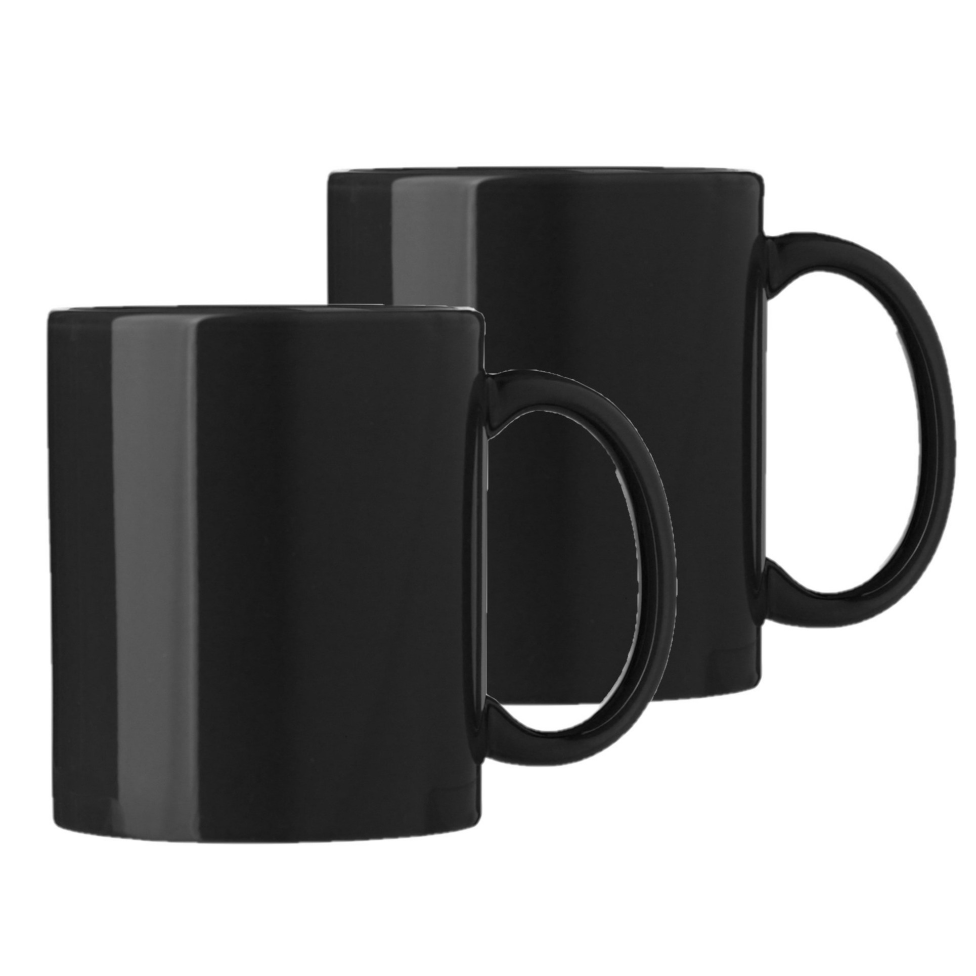 Koffie mokken/bekers Nantes - 2x - keramiek - met oor - zwart - 300 ml -