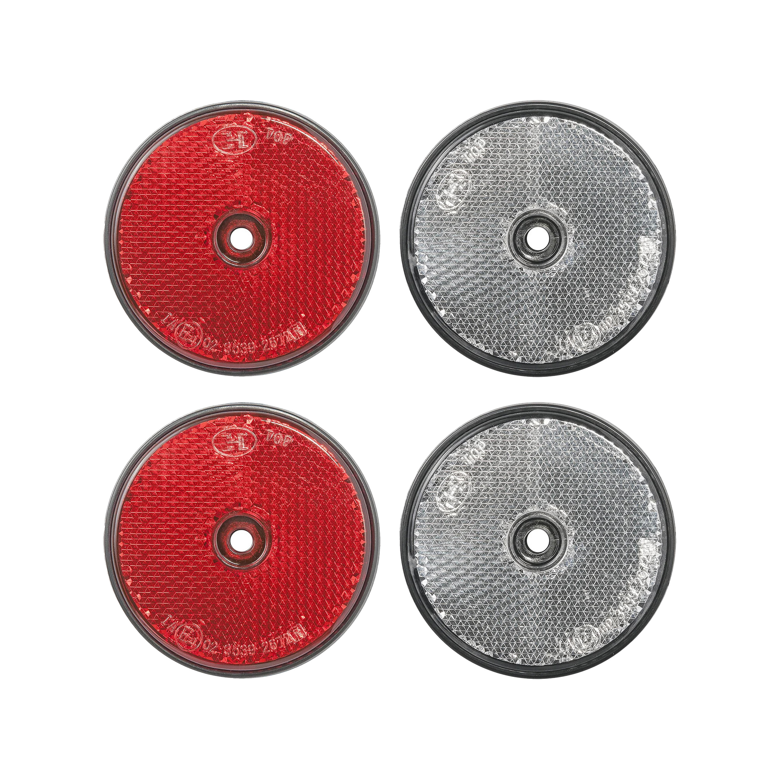 ProPlus Reflector Set - 4 stuks - 2x rood - 2x wit - schroefbevestiging - 60 mm - rond -
