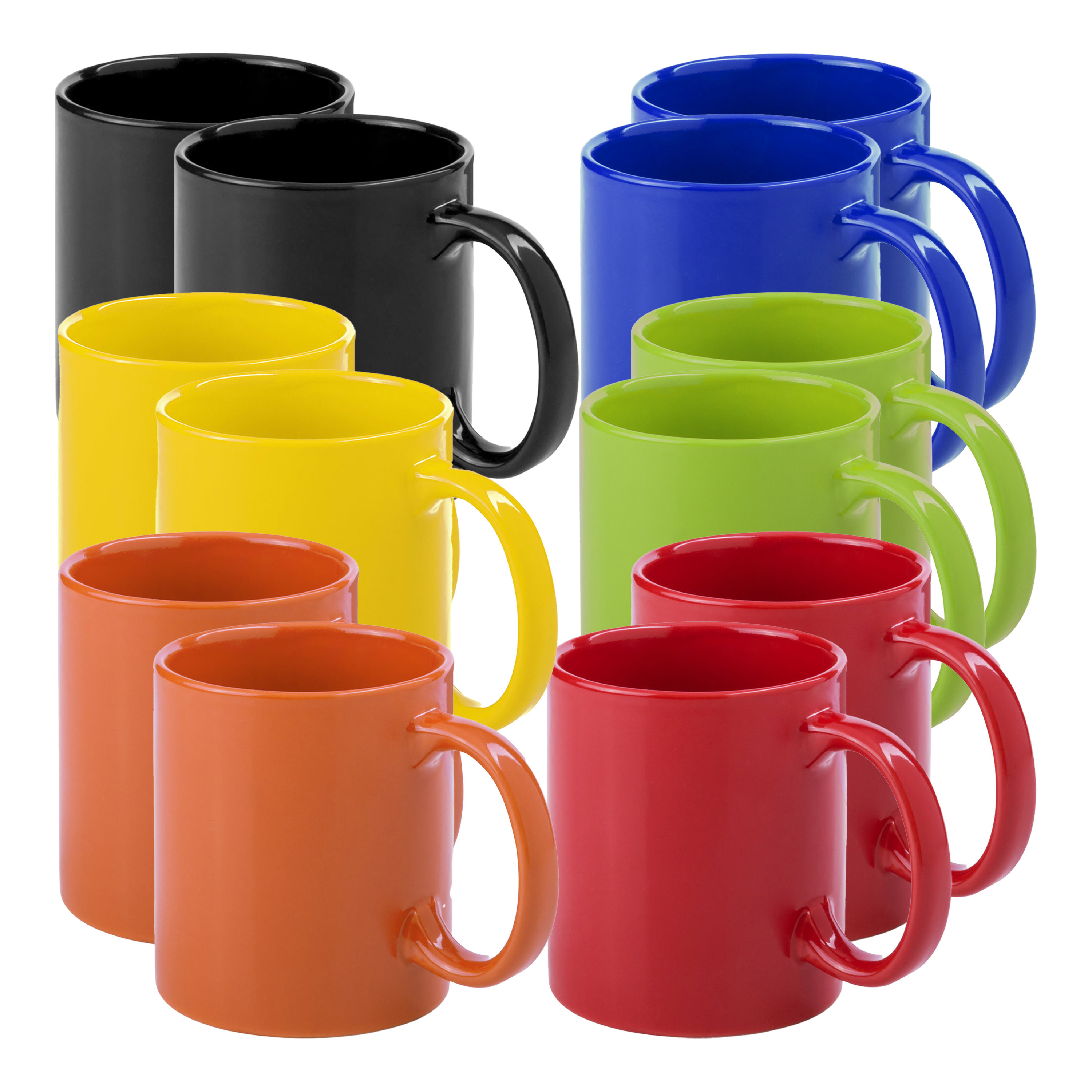 Koffie mokken/drinkbekers Auxerre - 12x - keramiek - mediterrane kleuren - 370 ml -