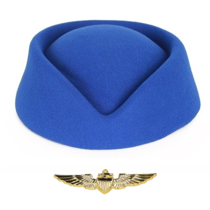Stewardessen verkleed set - wings broche speldje - Stewardessen hoedje - blauw - dames - carnaval -