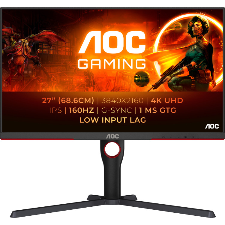 AOC U27G3X/BK gaming monitor 2x HDMI, 1x DisplayPort, 160Hz