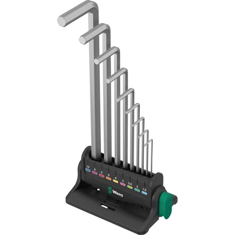 Wera 950/9 Hex-Plus 8 Stiftsleutelset schroevendraaier 10-delig, metrisch, verchroomd