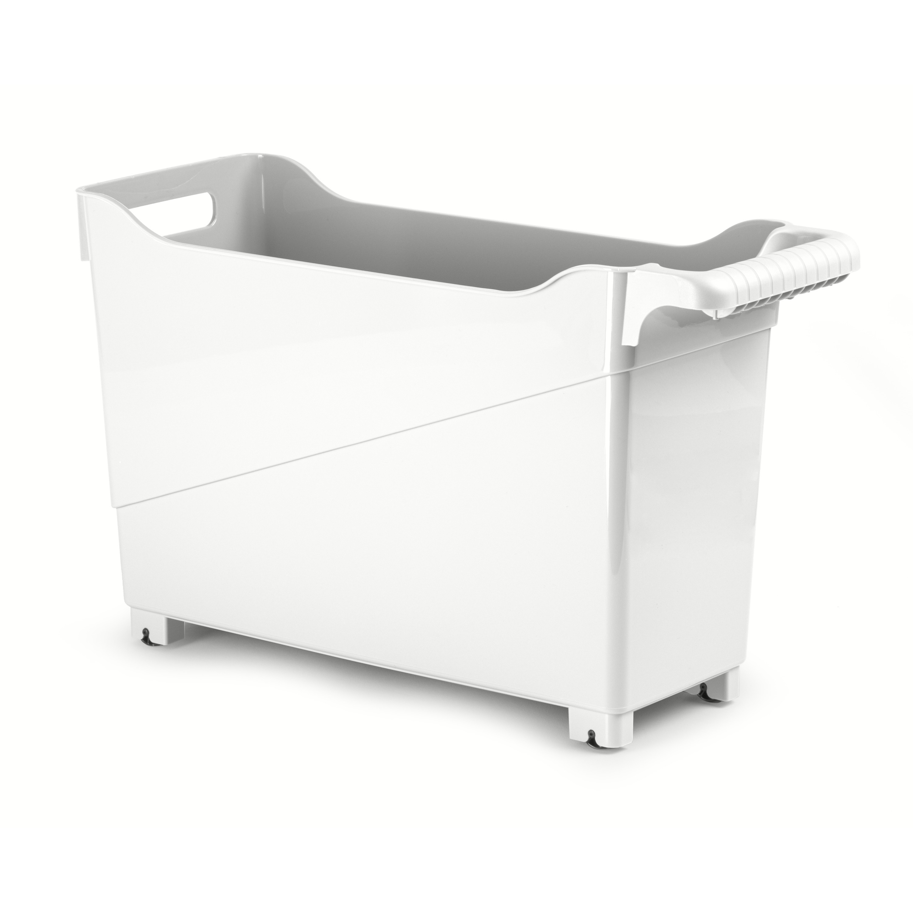 Opslag/opberg trolley container - ivoor wit - op wieltjes - L45 x B17 x H29 cm - kunststof -