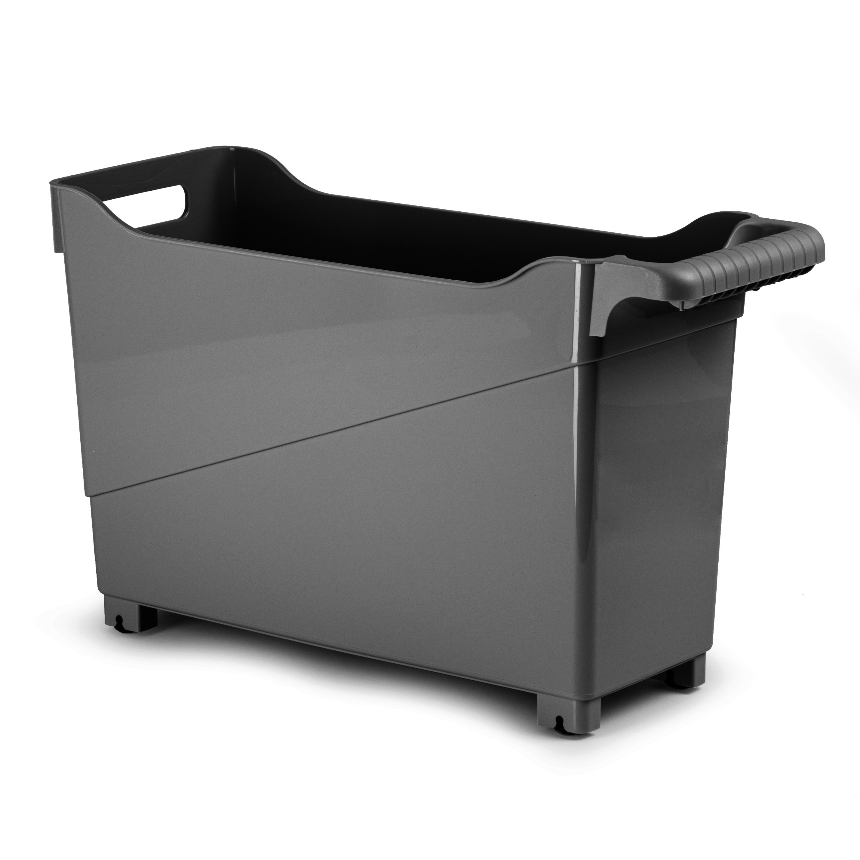 Opslag/opberg trolley container - zwart - op wieltjes - L45 x B17 x H29 cm - kunststof -