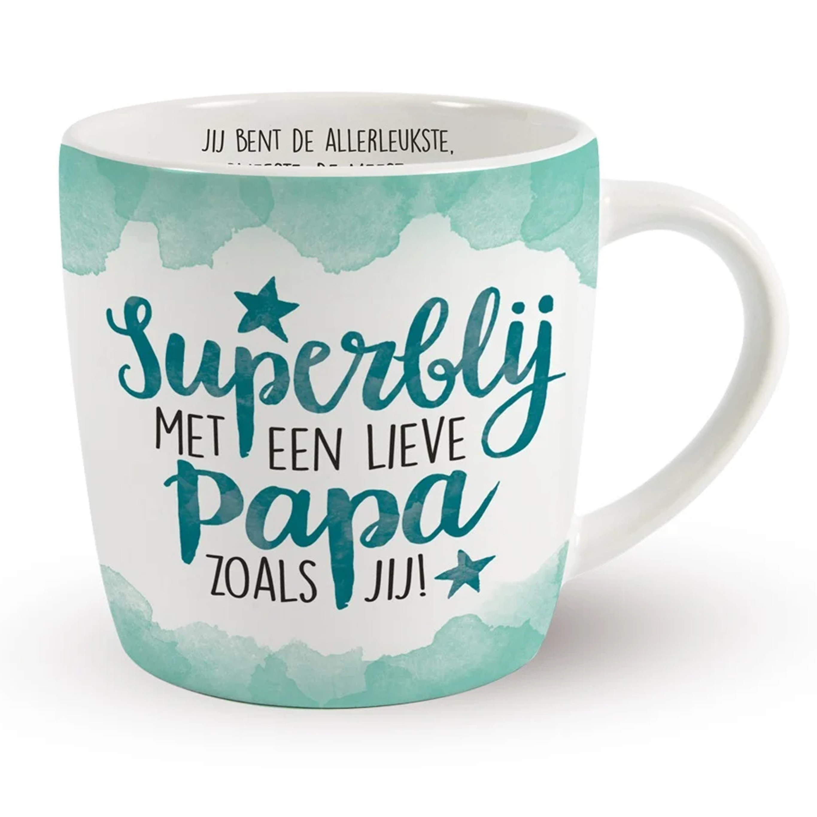 Cadeau koffie/thee mok vader - wit/groen - lieve papa - porselein - Vaderdag -