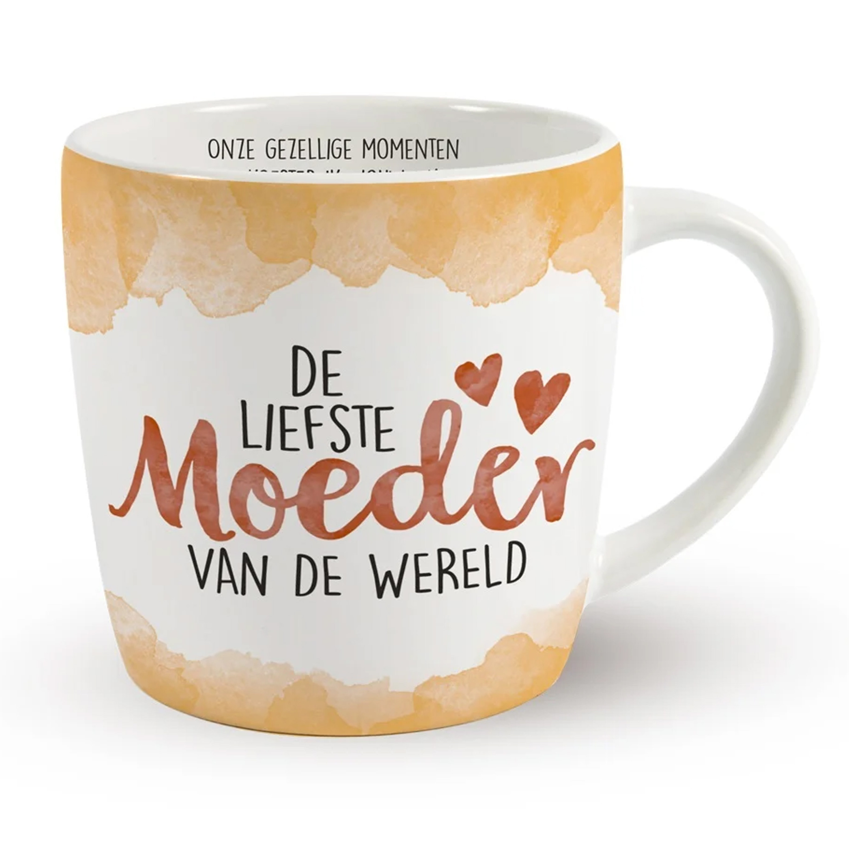 Cadeau koffie/thee mok moeder - wit/oranje - lieve mama - porselein - Moederdag -